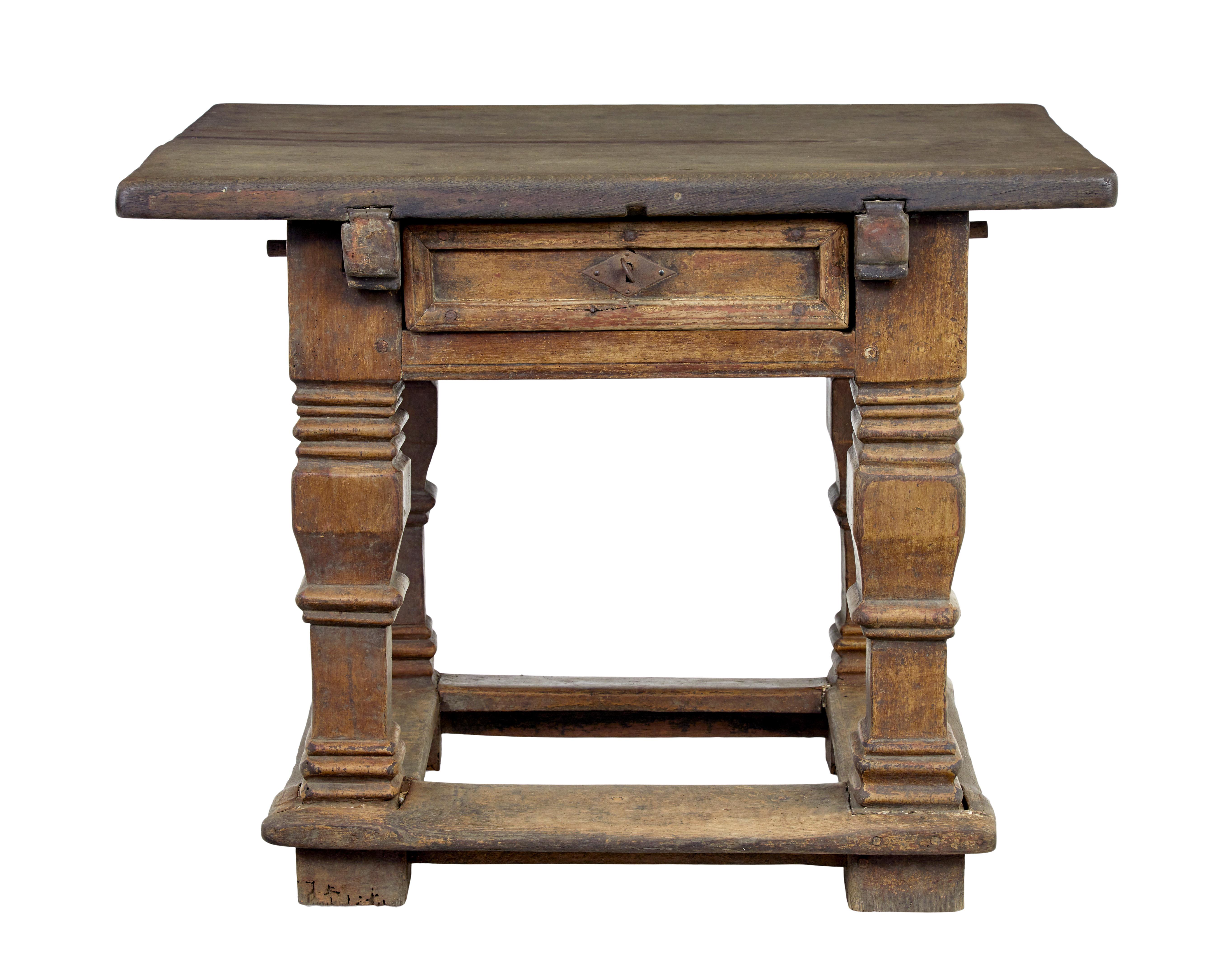 Flemish 17th Century carved oak table For Sale 1