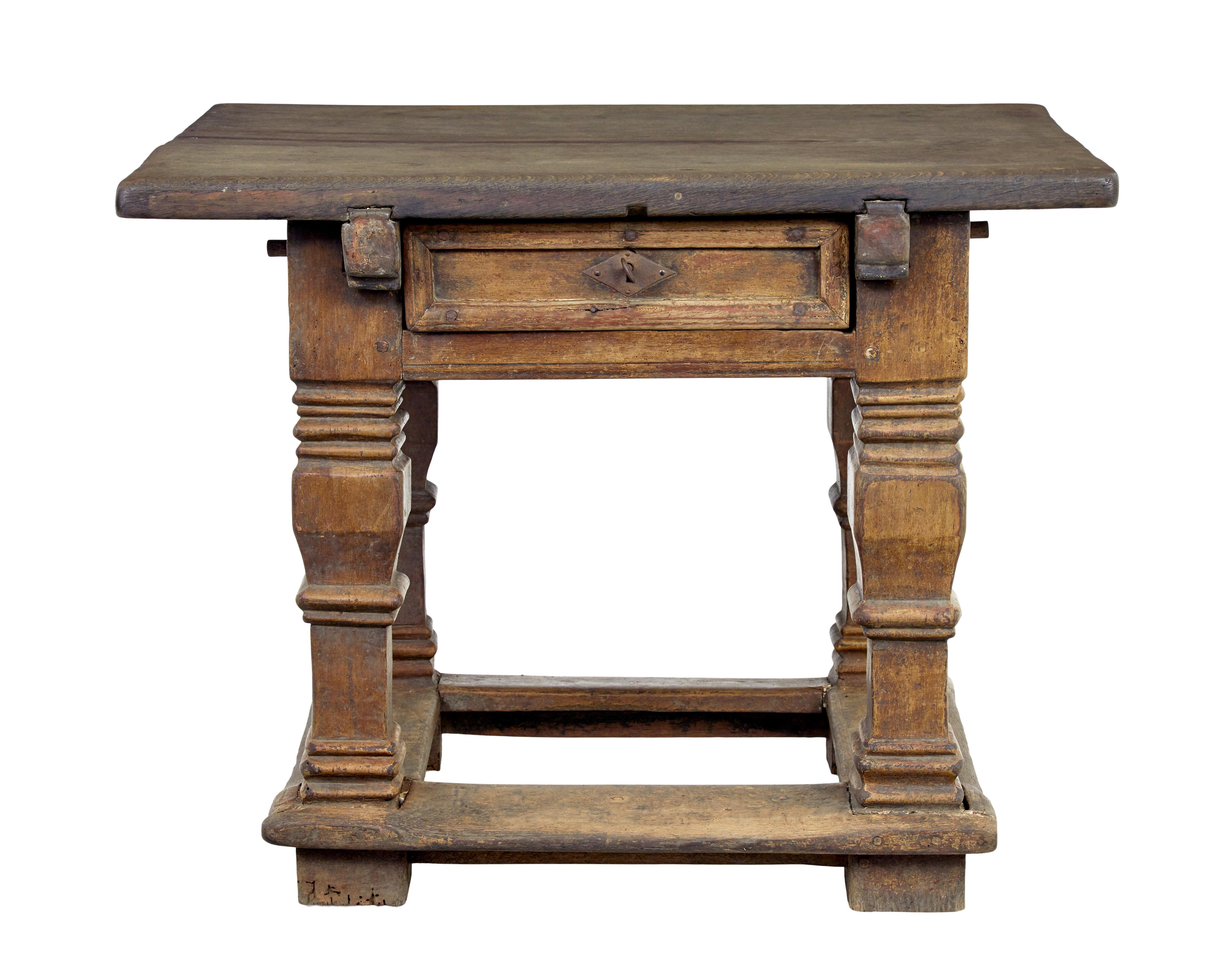 Oak Flemish 17th century carved oak table