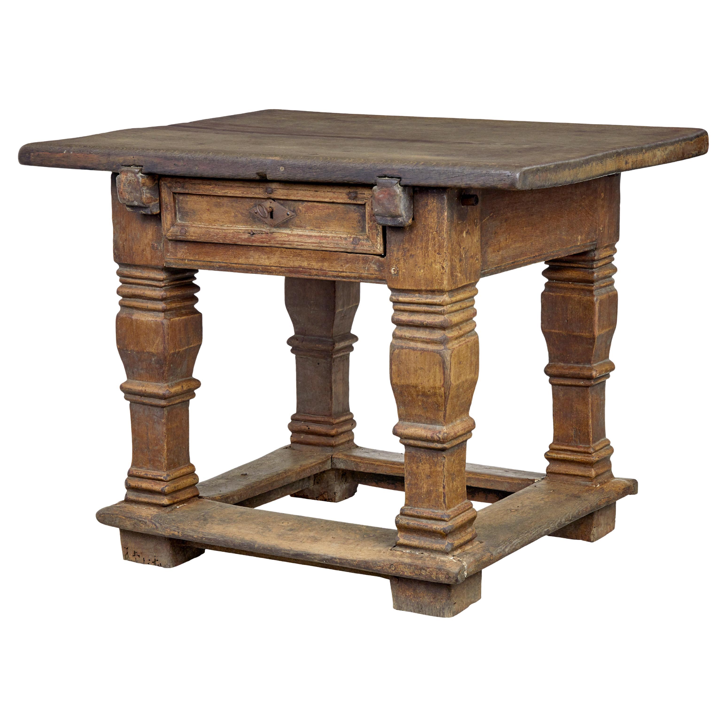 Flemish 17th Century carved oak table For Sale