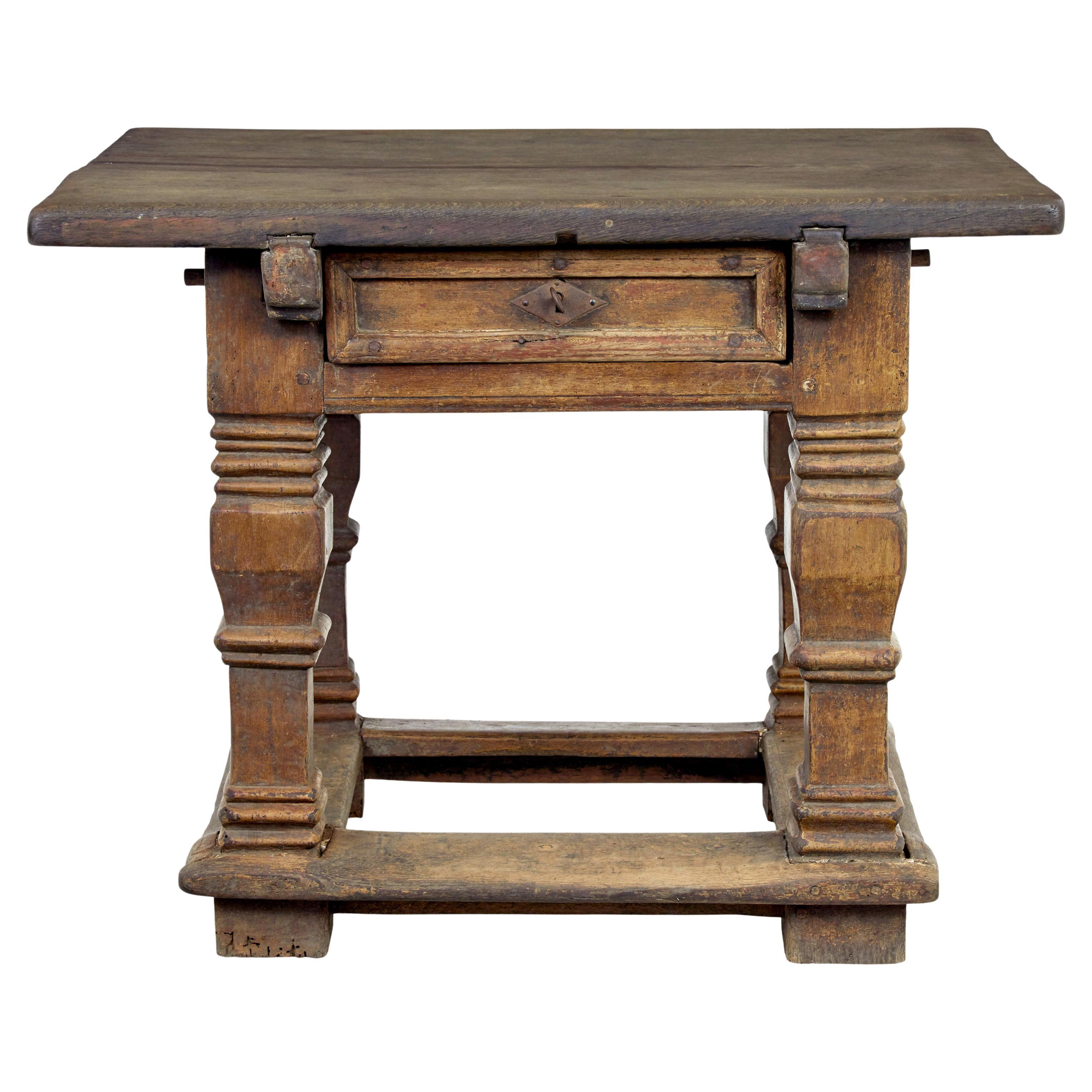 Flemish 17th century Gothic carved oak table