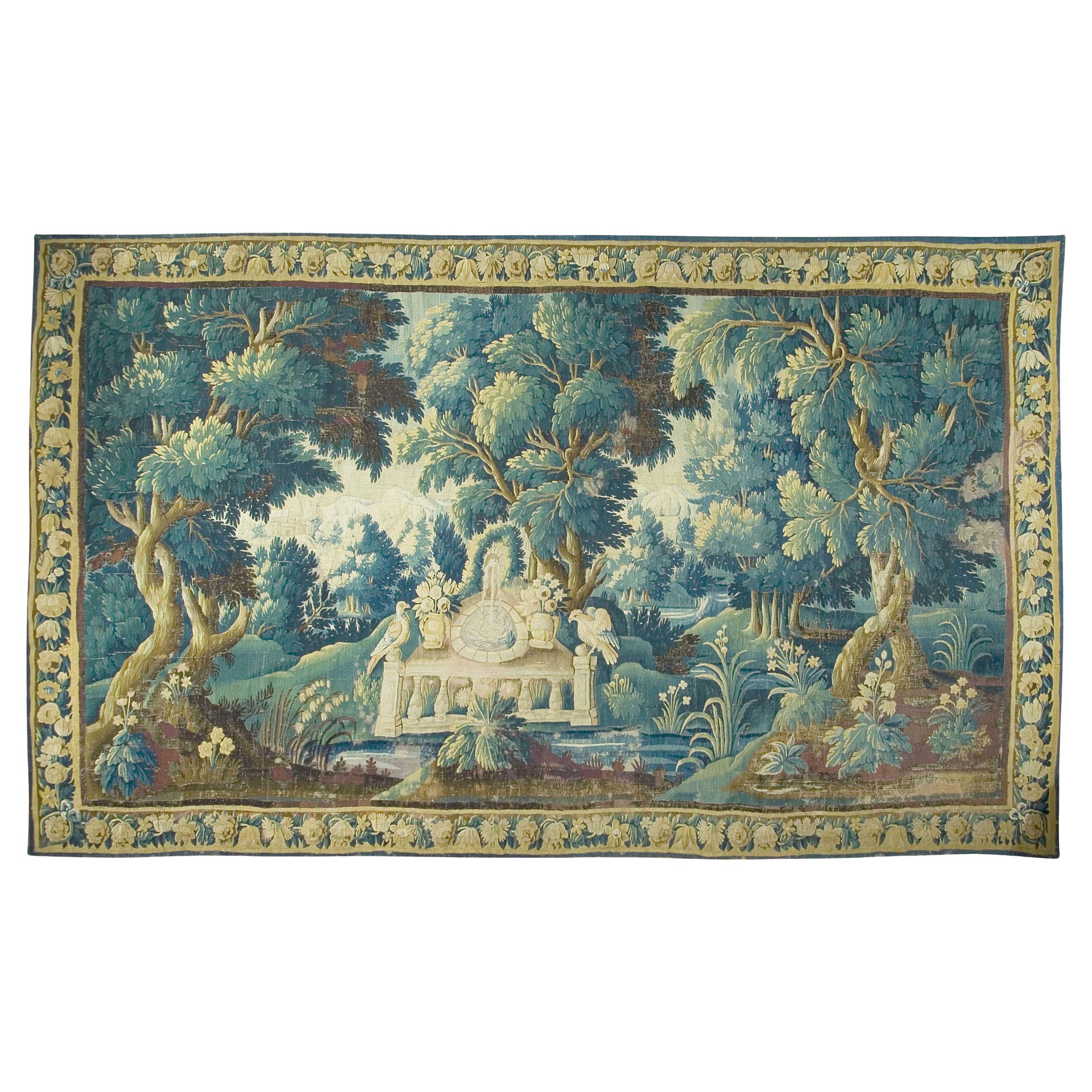 Flemish 17th Century Green Verdure Tapestry 9'2 x 15'3