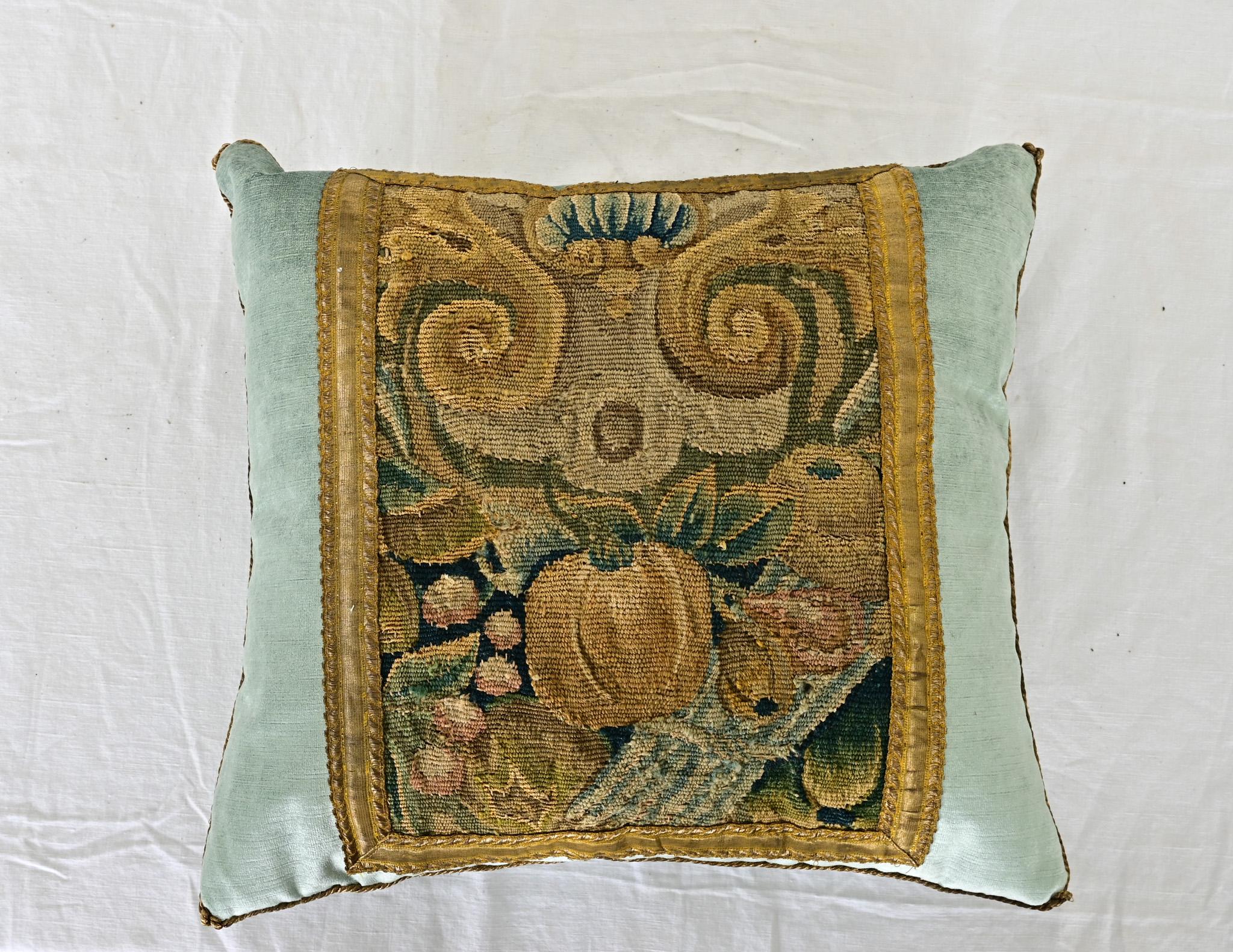 French Flemish 17th Century Tapestry Fragment Pillow