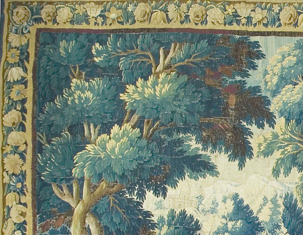 Tissé à la main Tapisserie flamande du XVIIe siècle Verdure  9'2 x 15'3 en vente