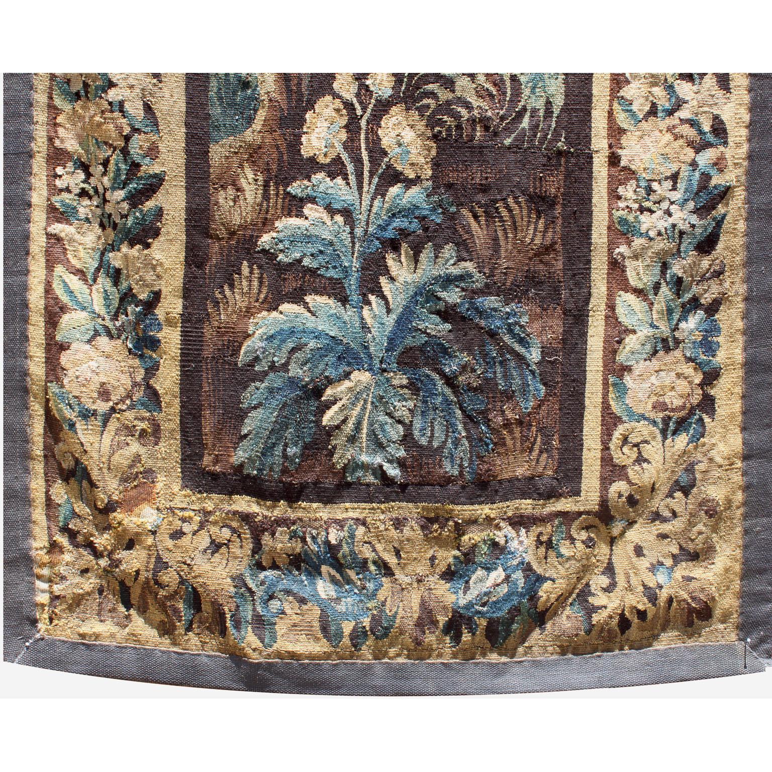 Flemish 18th-19th Century Verdure Landscape Tapestry Panel Centered with a Tree In Fair Condition For Sale In Los Angeles, CA
