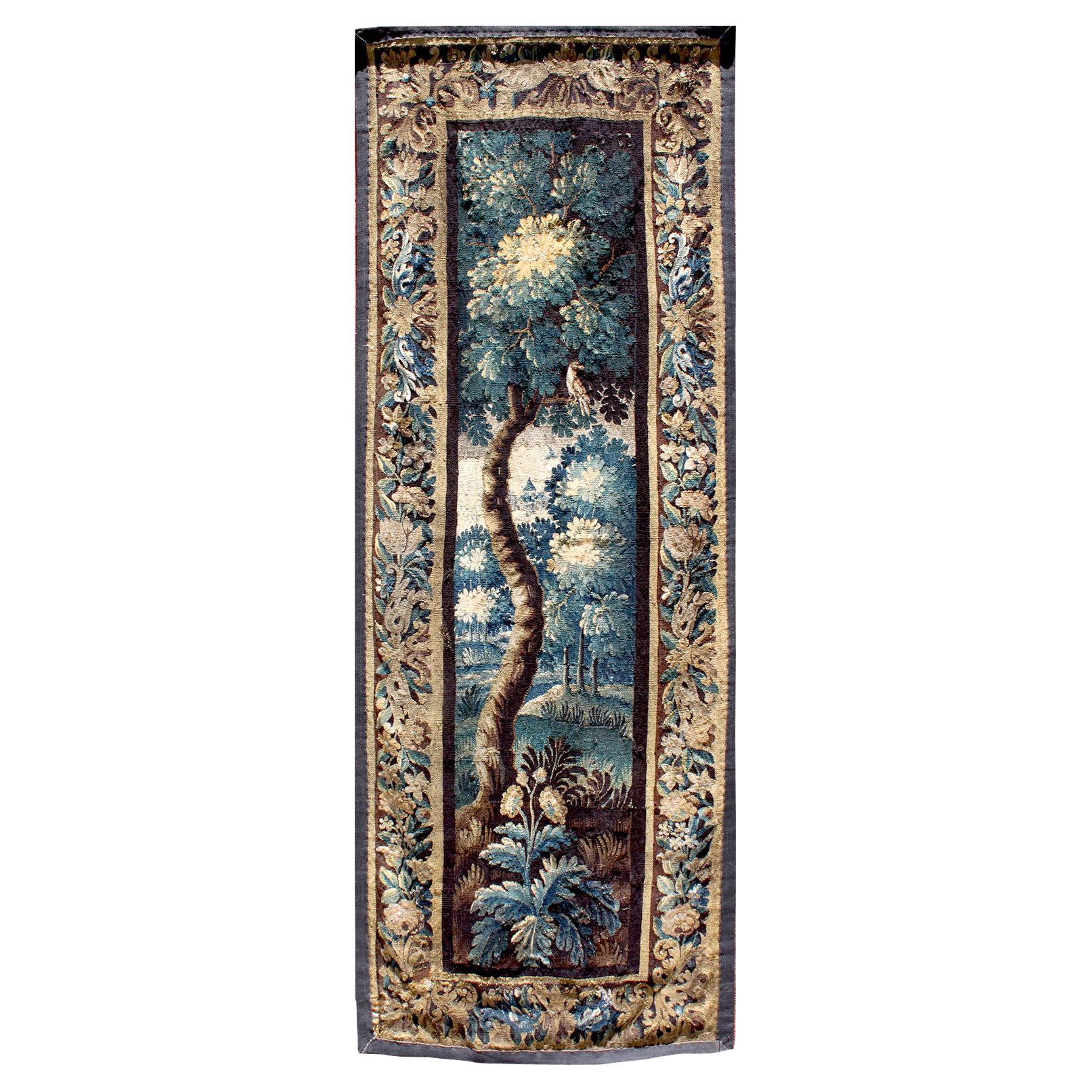 Flemish 18th-19th Century Verdure Landscape Tapestry Panel Centered with a Tree