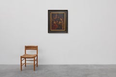 Dipinto religioso ad olio su legno fiammingo del XVIII secolo incorniciato Adorazione dei Magi