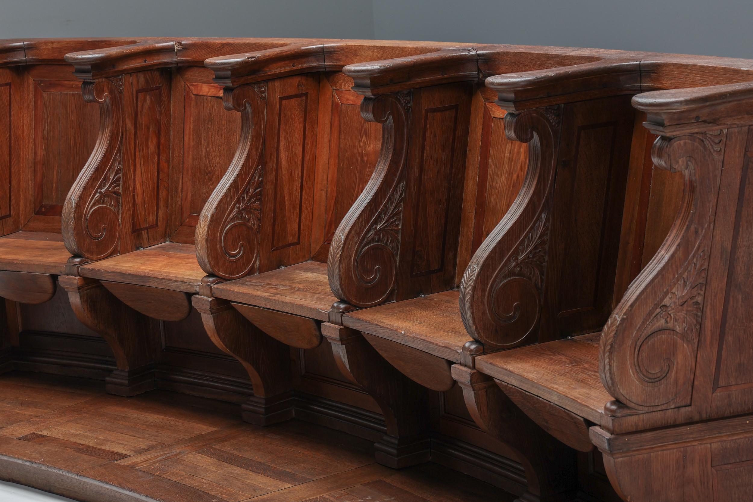 18th Century and Earlier Flemish Oak Church Pew, Belgium, 18th Century For Sale