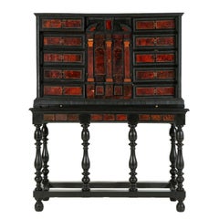 Flemish 18th Century Tortoiseshell Inlaid Cabinet on Stand