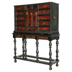 Antique Flemish 18th Century Tortoiseshell Inlaid Cabinet on Stand