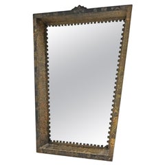 Flemish 1970s Hammered Metal Repoussé Mirror.