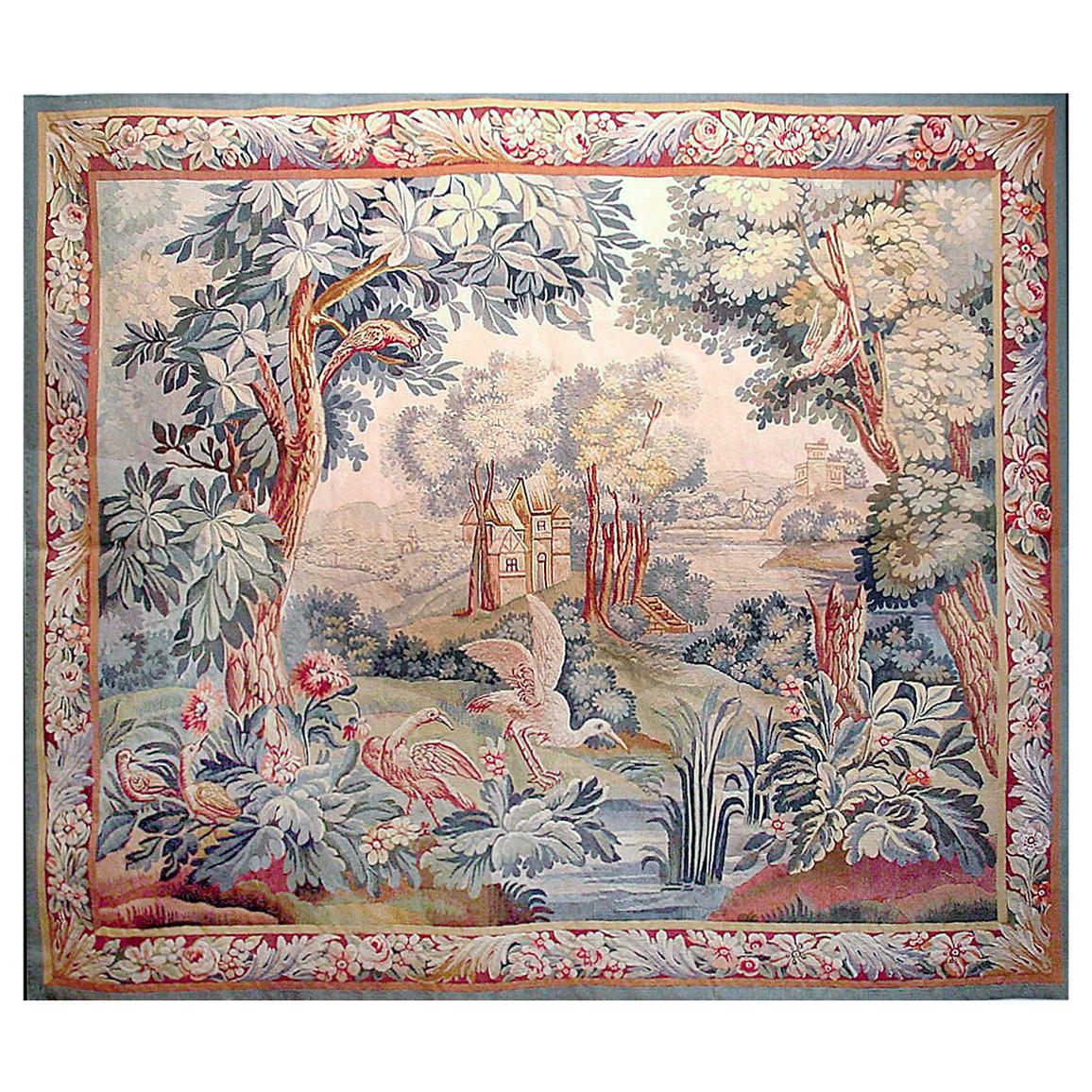 Large 19th Century Hand Painted Tapestry Signed Sweertland For Sale at