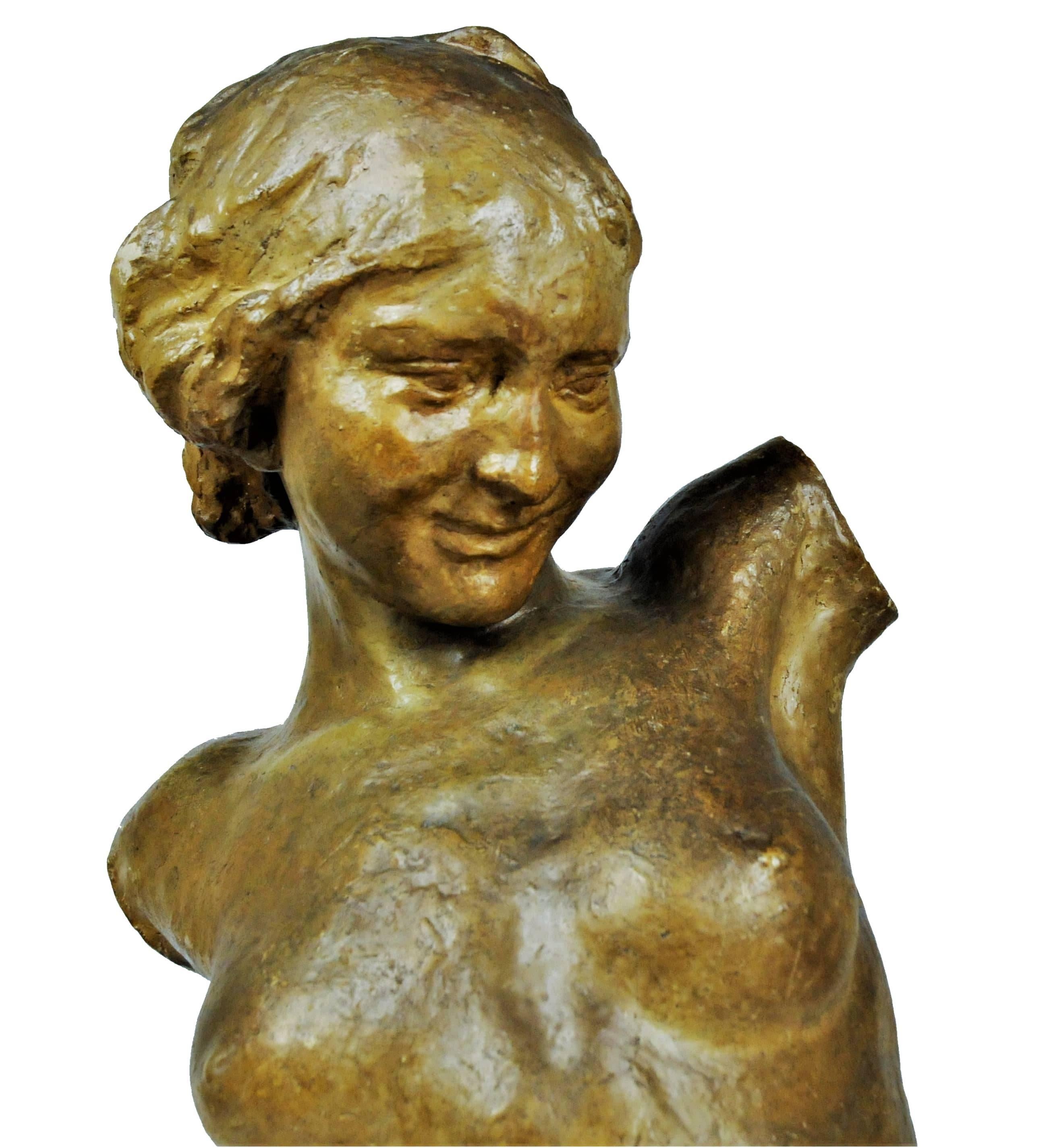 Flemish Art Nouveau, female torso, terracotta sculpture, 1900s
The sculpture is inscribed in the back.
