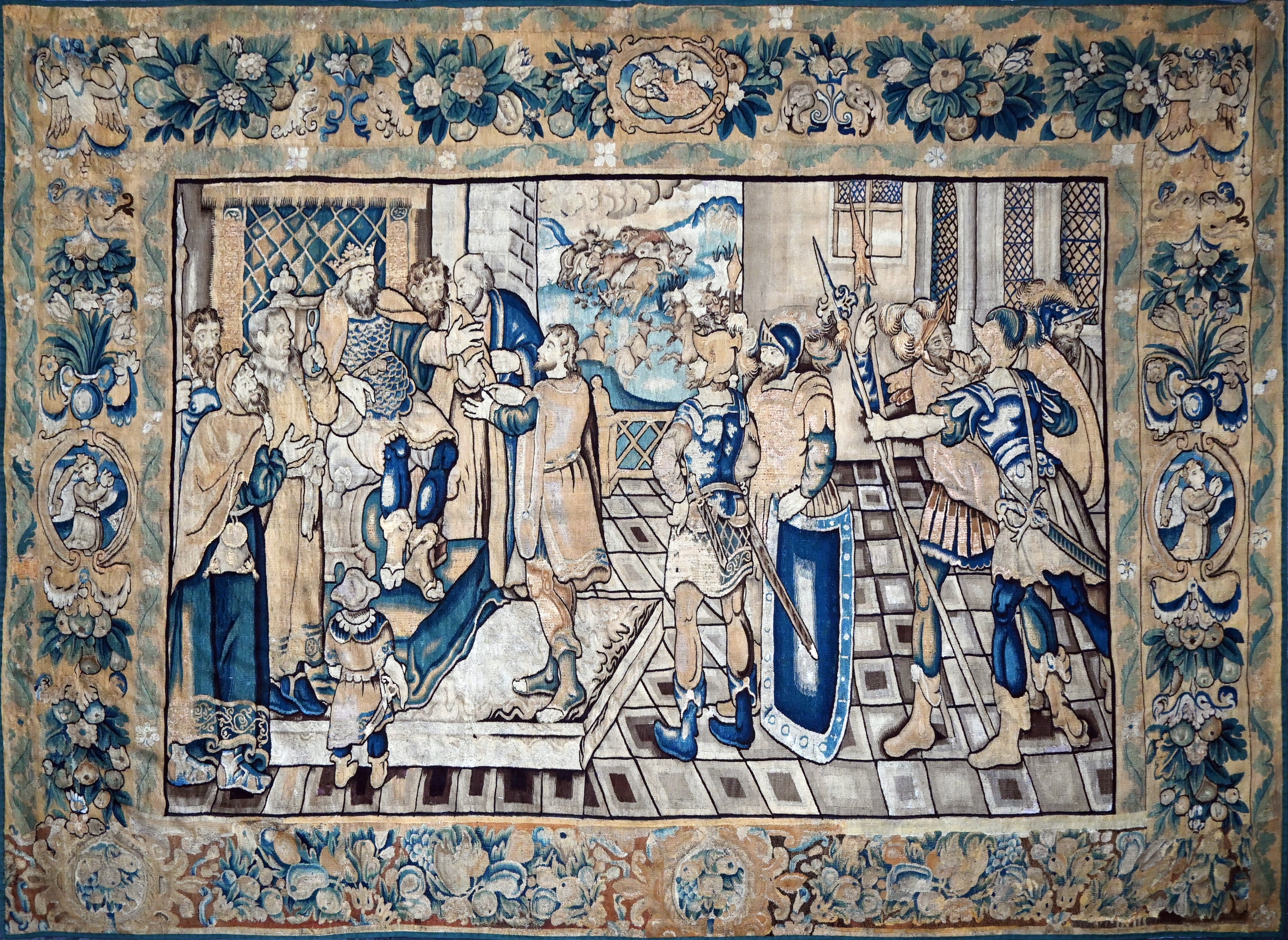 Flemish Audenarde Tapestry 17th century, David Presented To King Saul - No. 1590 en venta