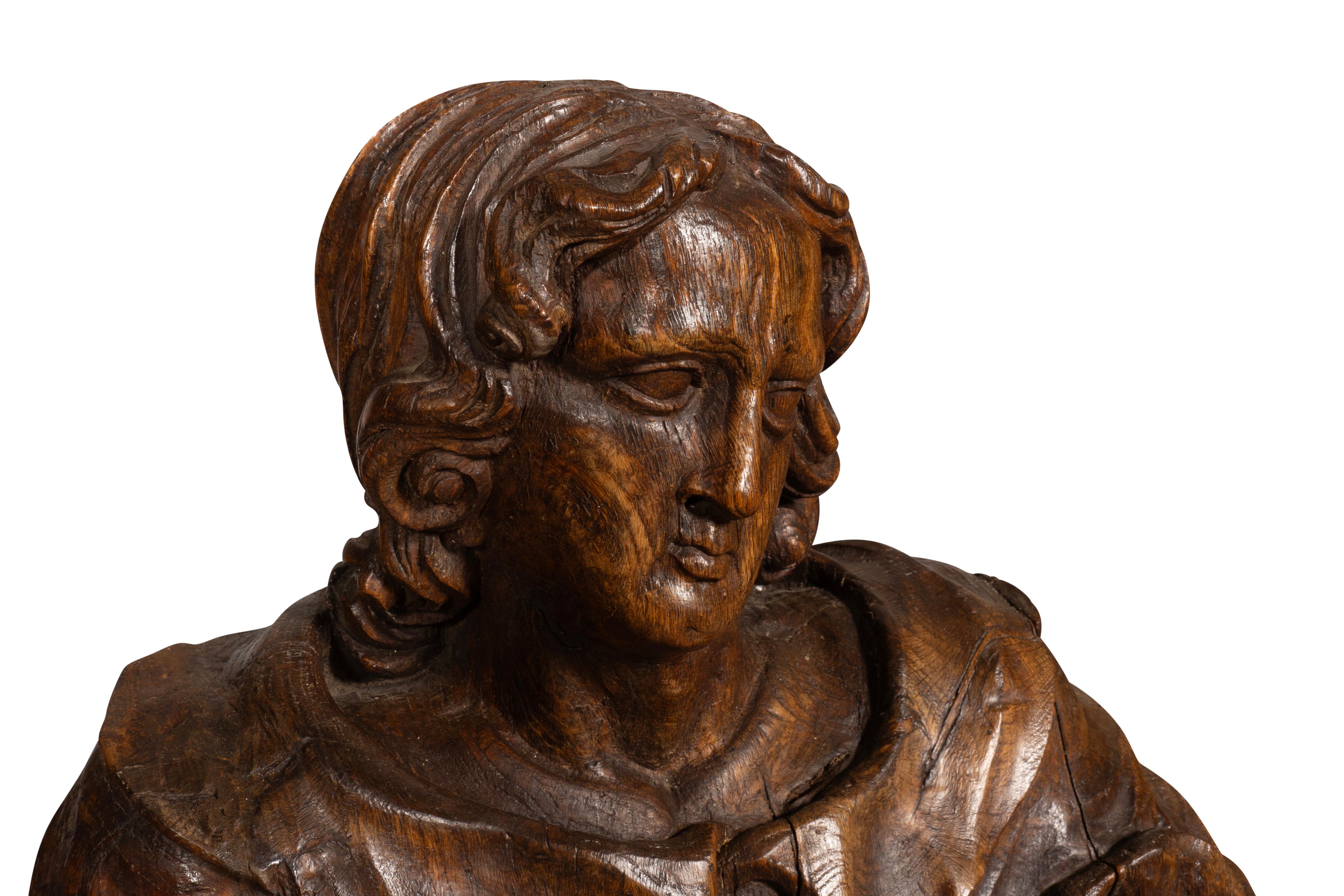 Flemish Baroque Carved Oak Figure Of A Scholar For Sale 6
