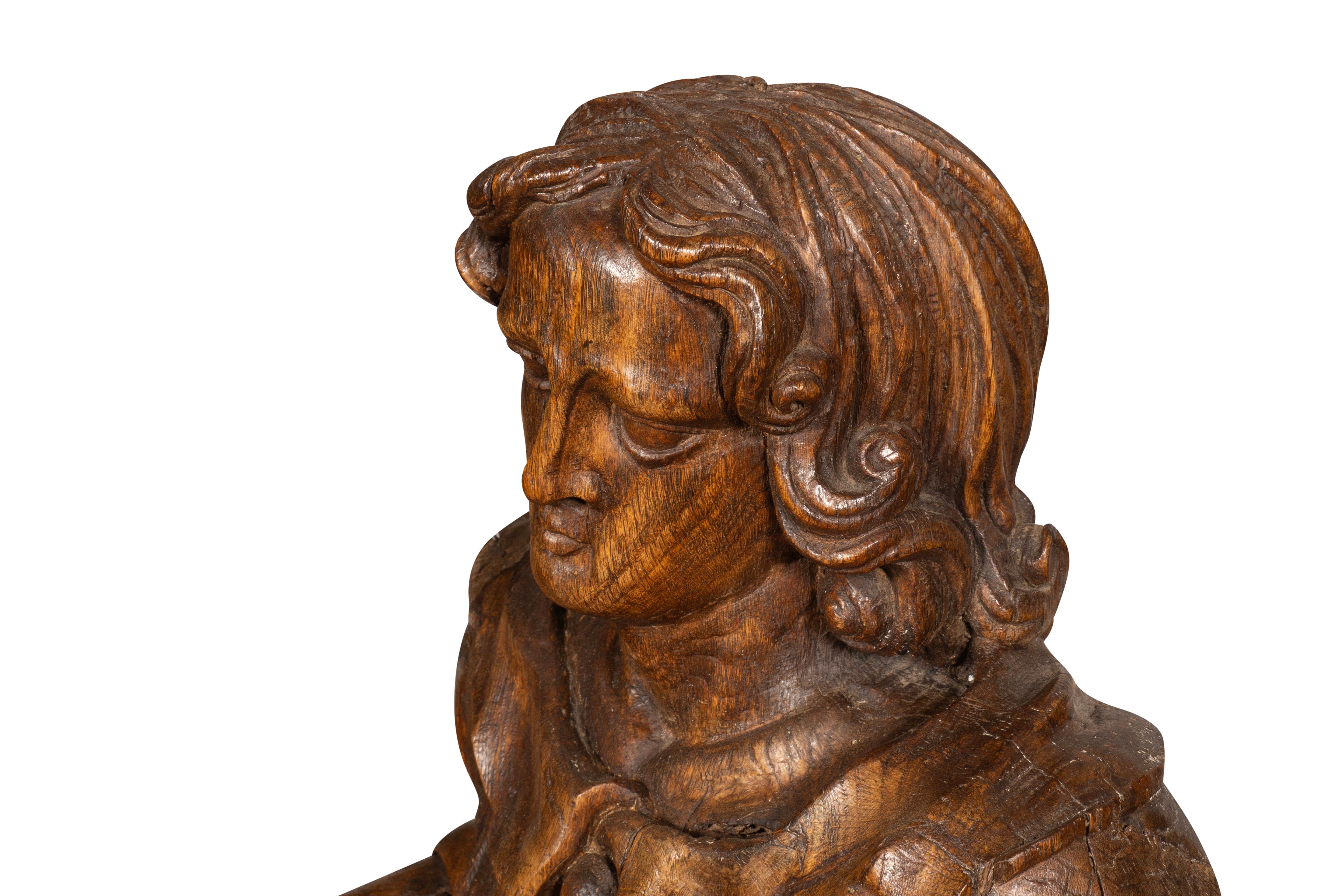Figura di studioso in Oak intagliata in stile barocco fiammingo in vendita 5