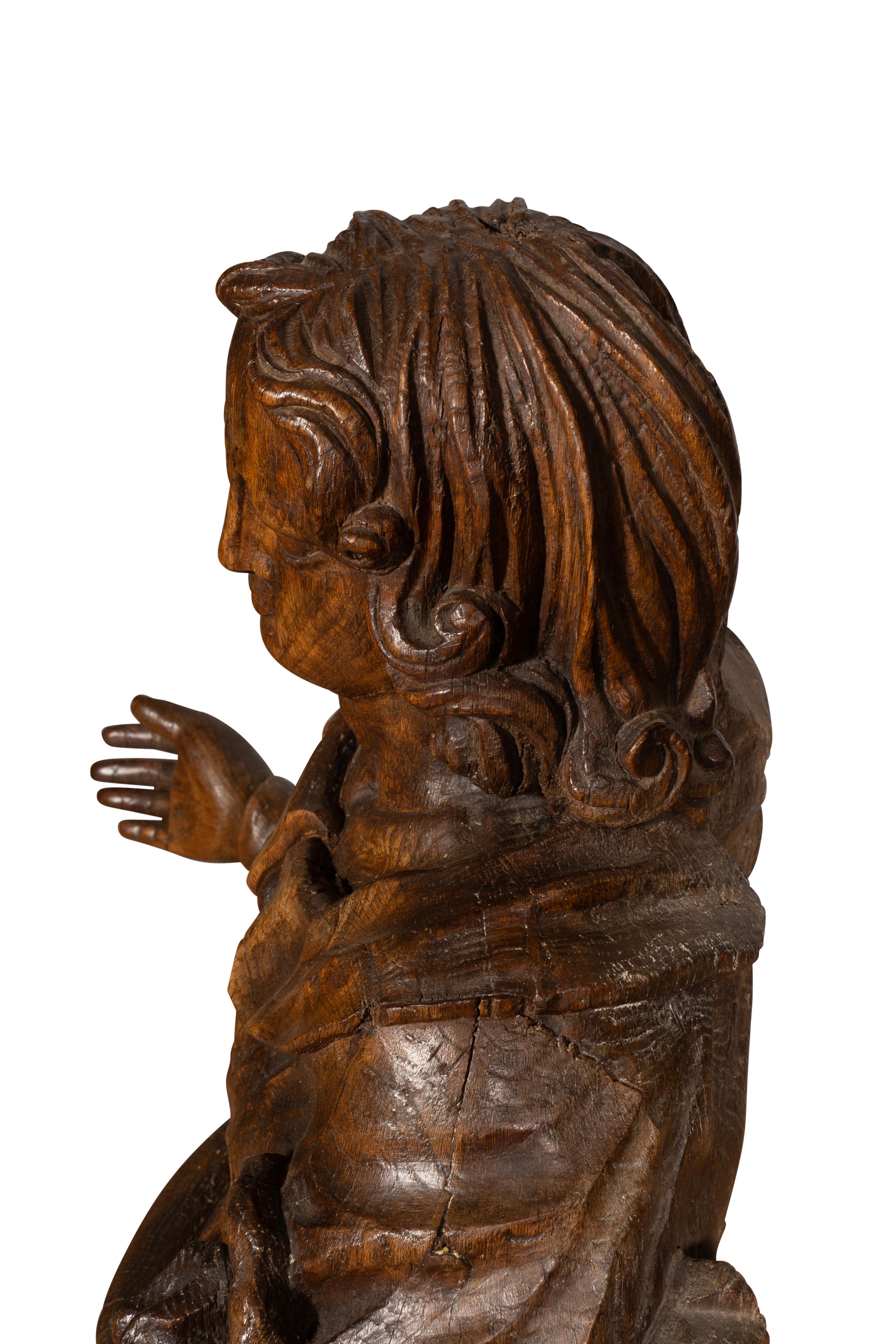 Flemish Baroque Carved Oak Figure Of A Scholar For Sale 8