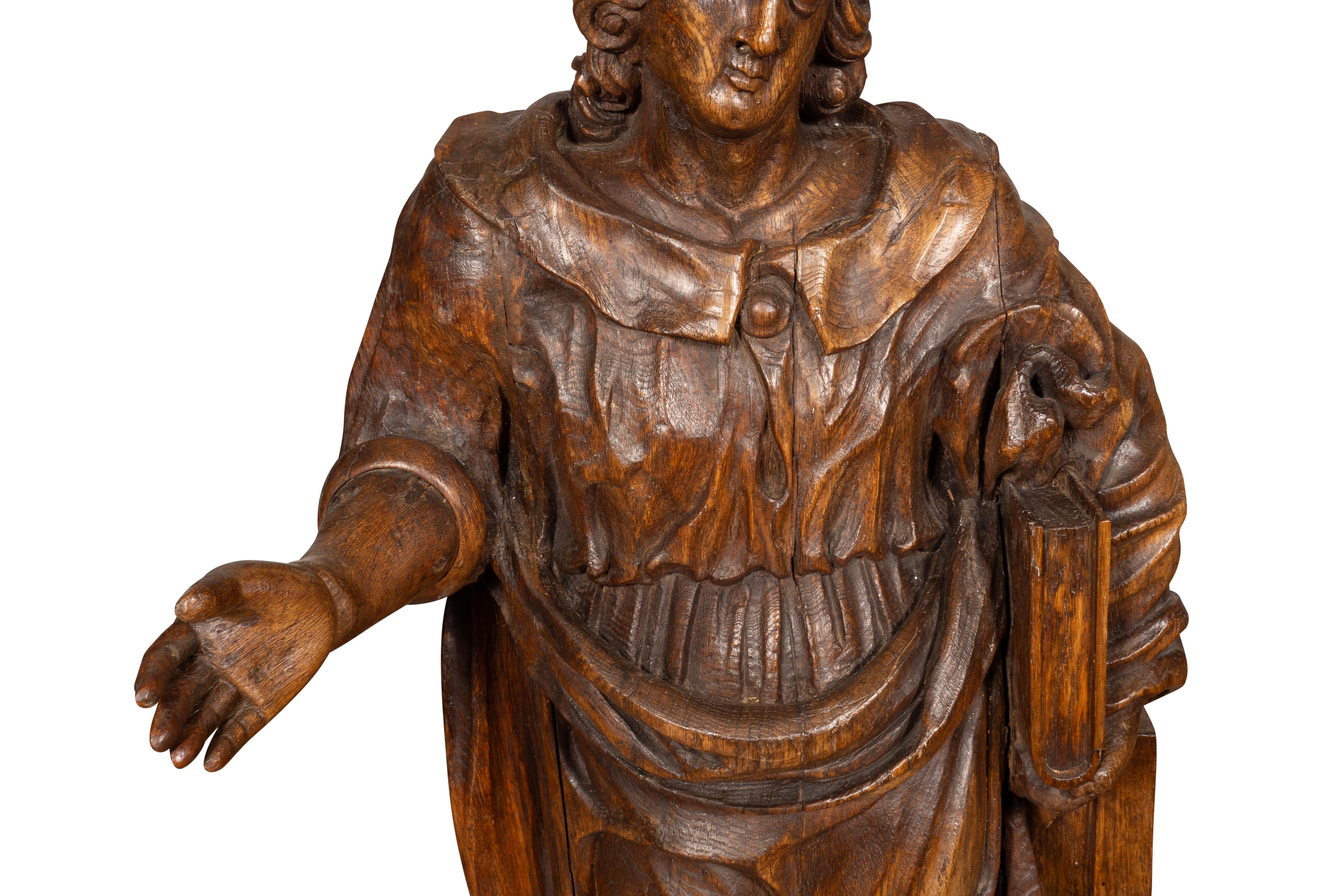 Flemish Baroque Carved Oak Figure Of A Scholar For Sale 9