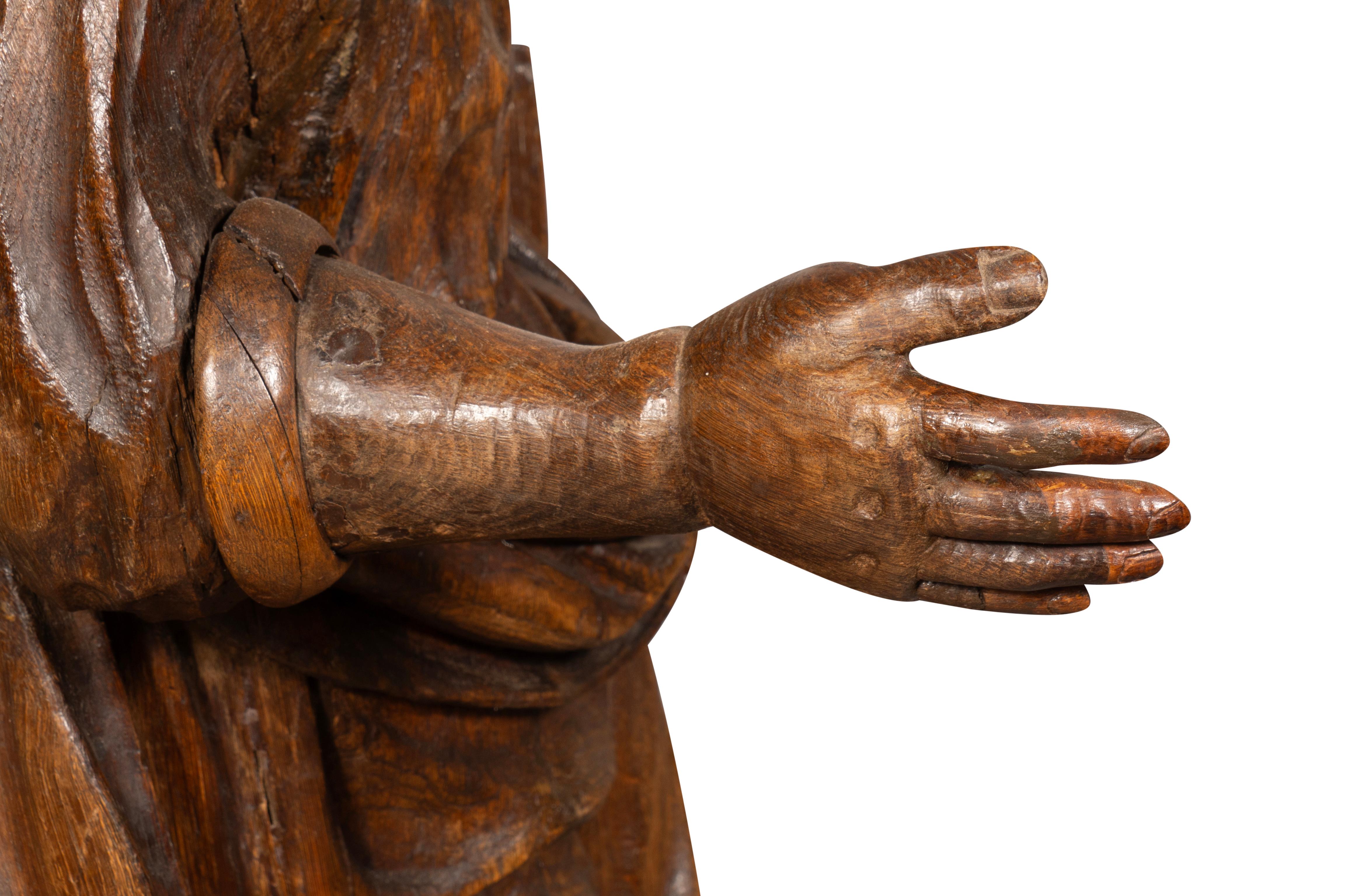 Flemish Baroque Carved Oak Figure Of A Scholar For Sale 2