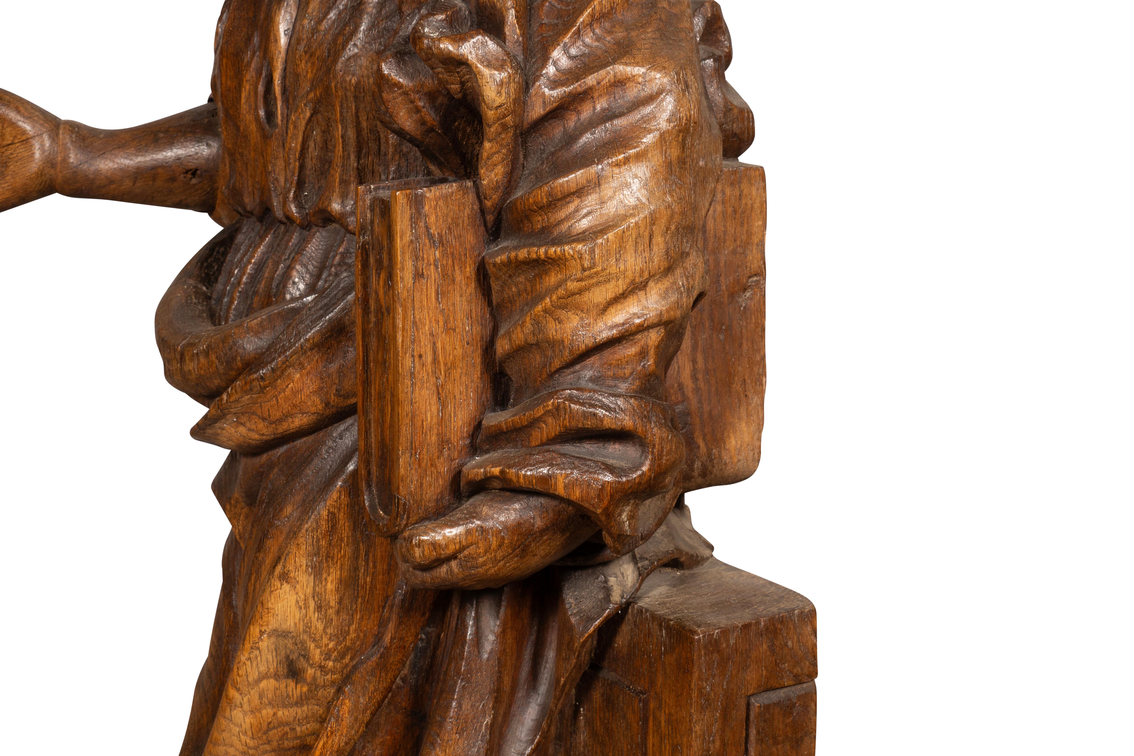 Flemish Baroque Carved Oak Figure Of A Scholar For Sale 4
