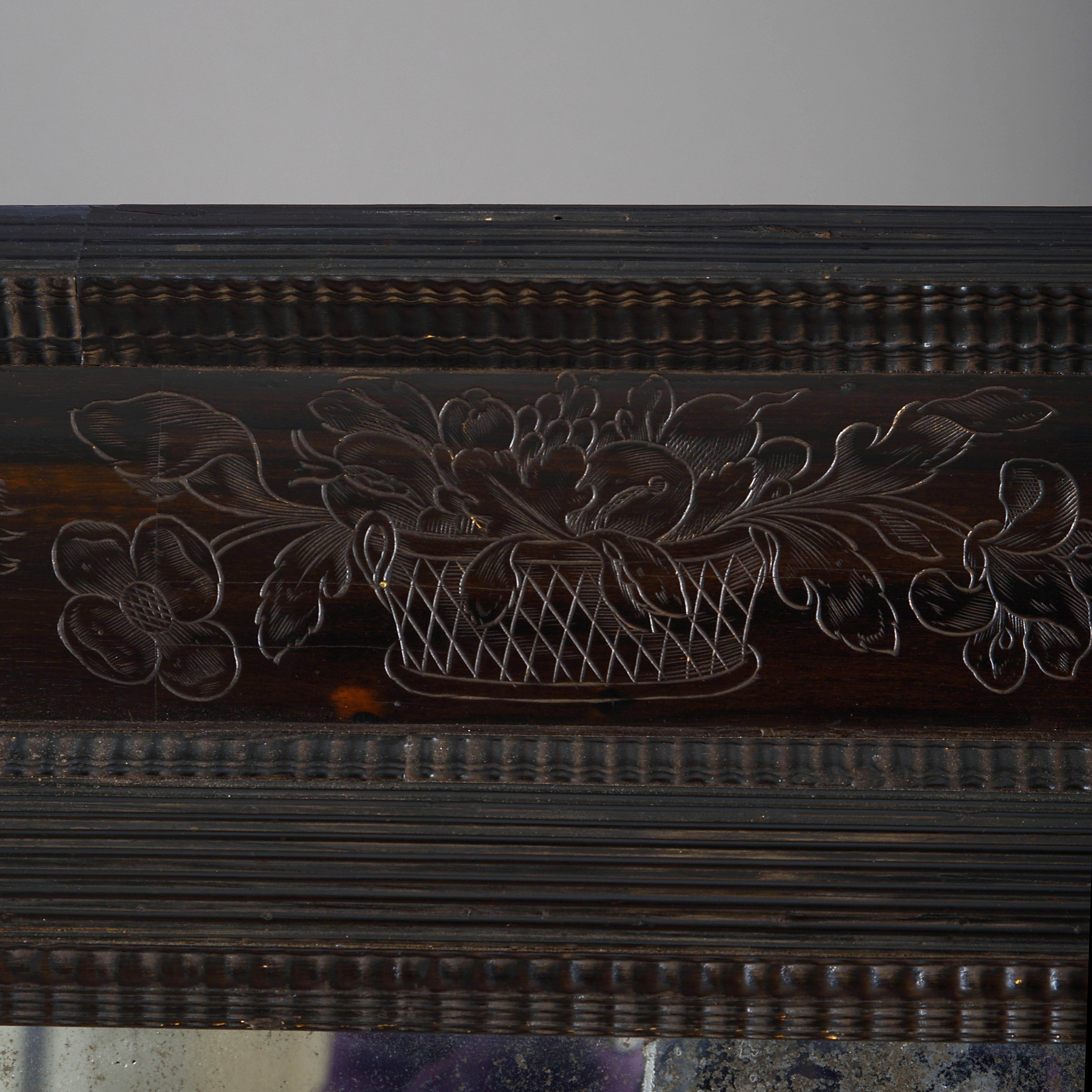 18th Century and Earlier Flemish Baroque Ebony Mirror