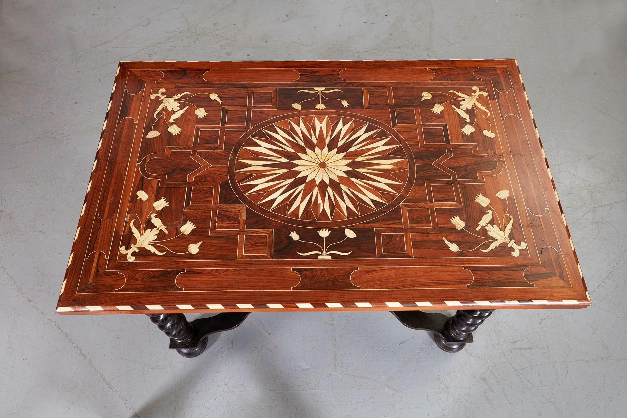 Belgian Flemish Baroque Inlaid Center Table For Sale