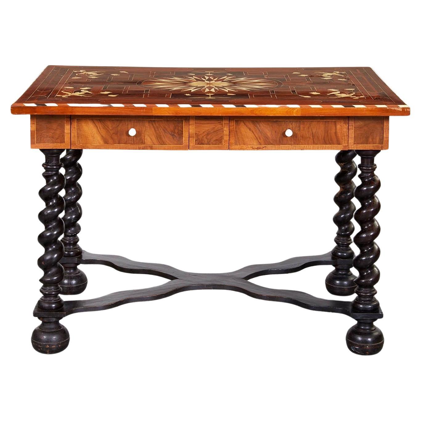 Flemish Baroque Inlaid Center Table For Sale