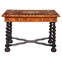 Antique Flemish Baroque Inlaid Center Table