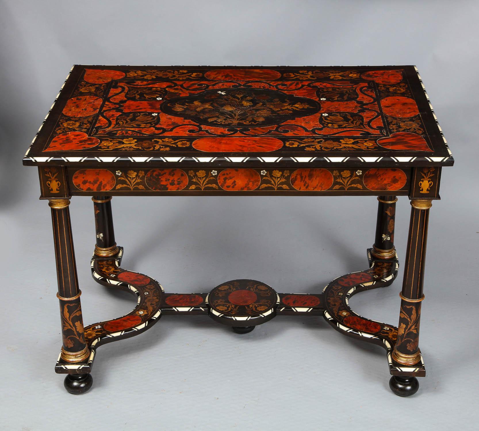 Belgian Flemish Baroque Marquetry Decorated Table For Sale