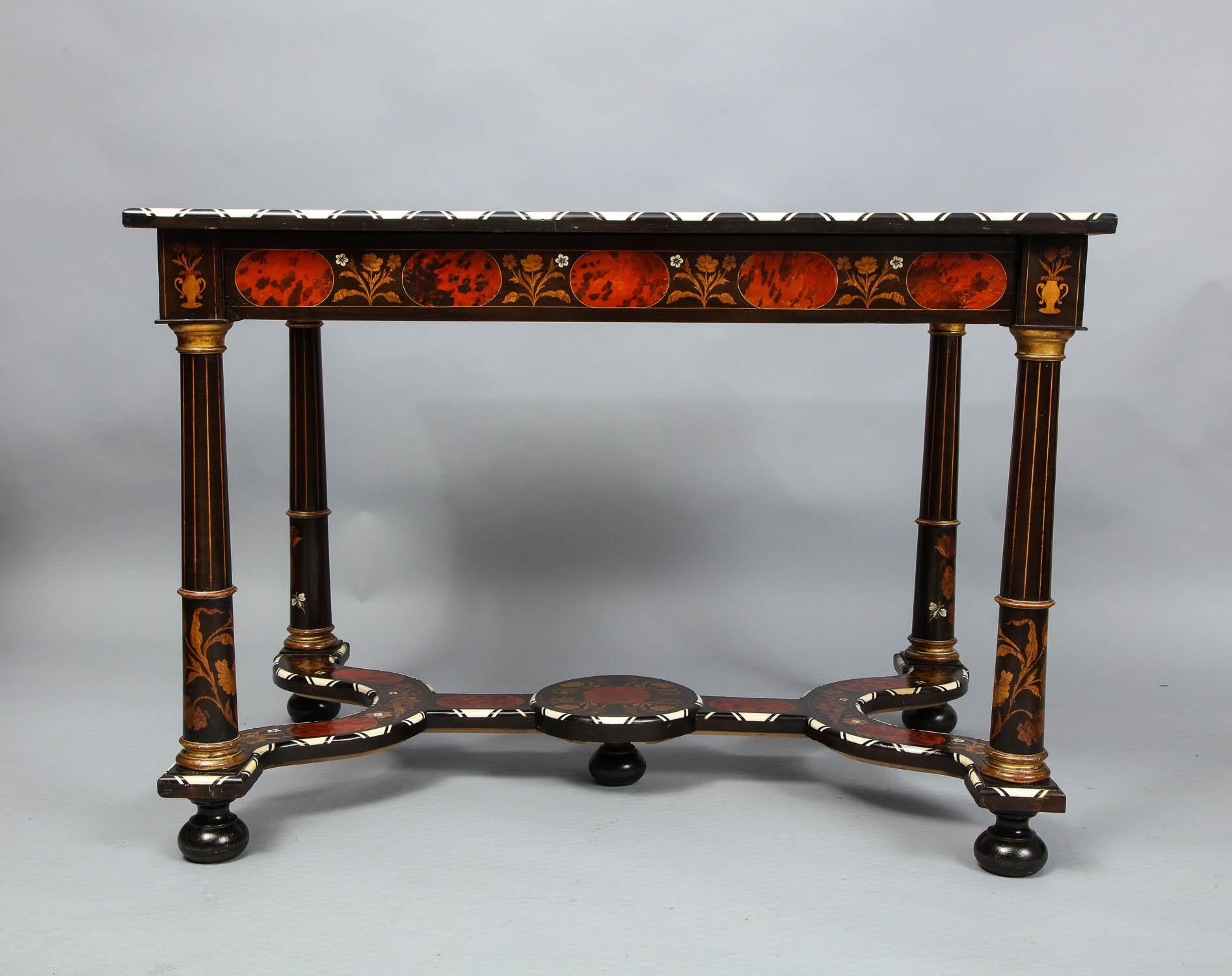 Mid-19th Century Flemish Baroque Marquetry Decorated Table For Sale