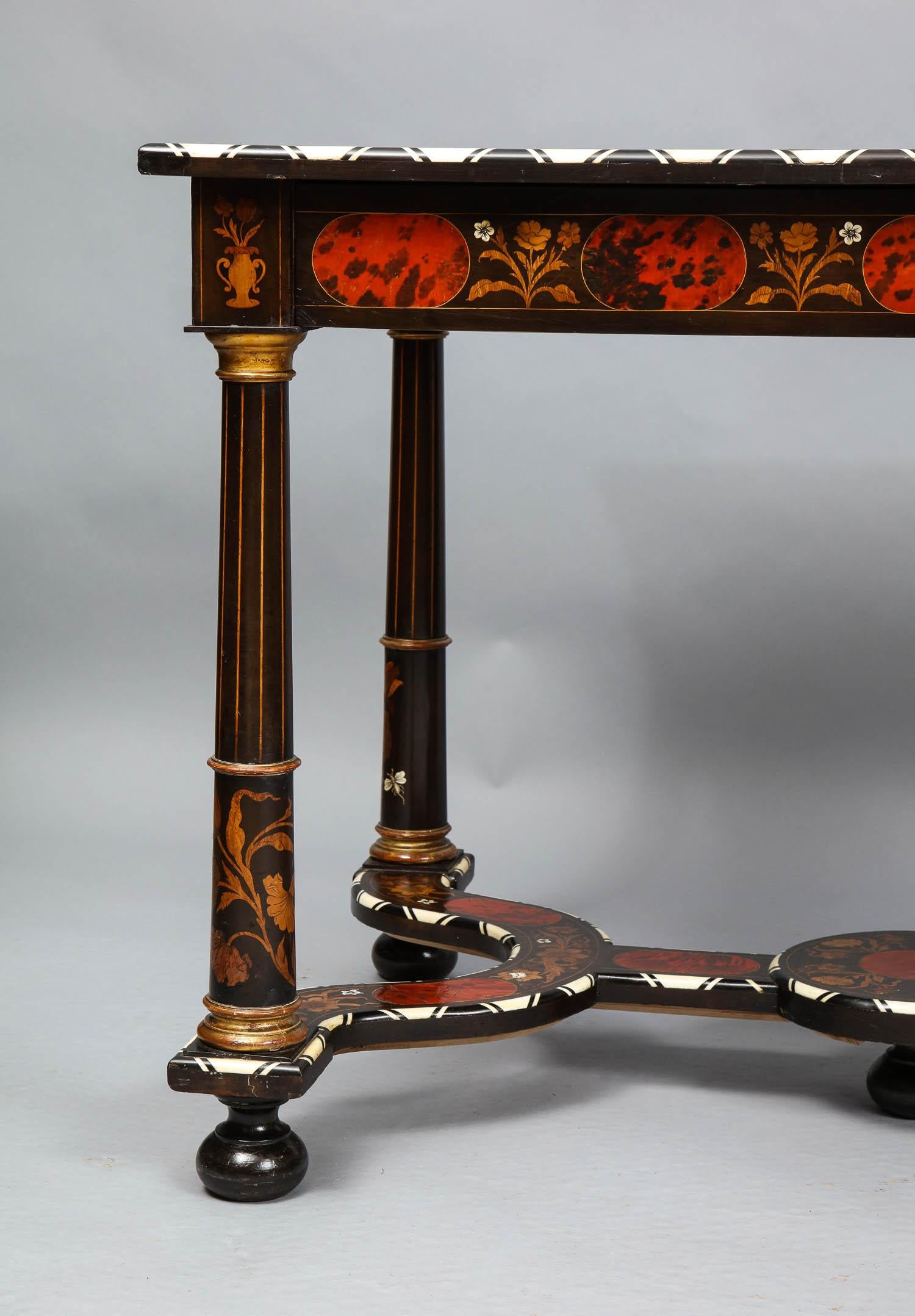 Bone Flemish Baroque Marquetry Decorated Table For Sale