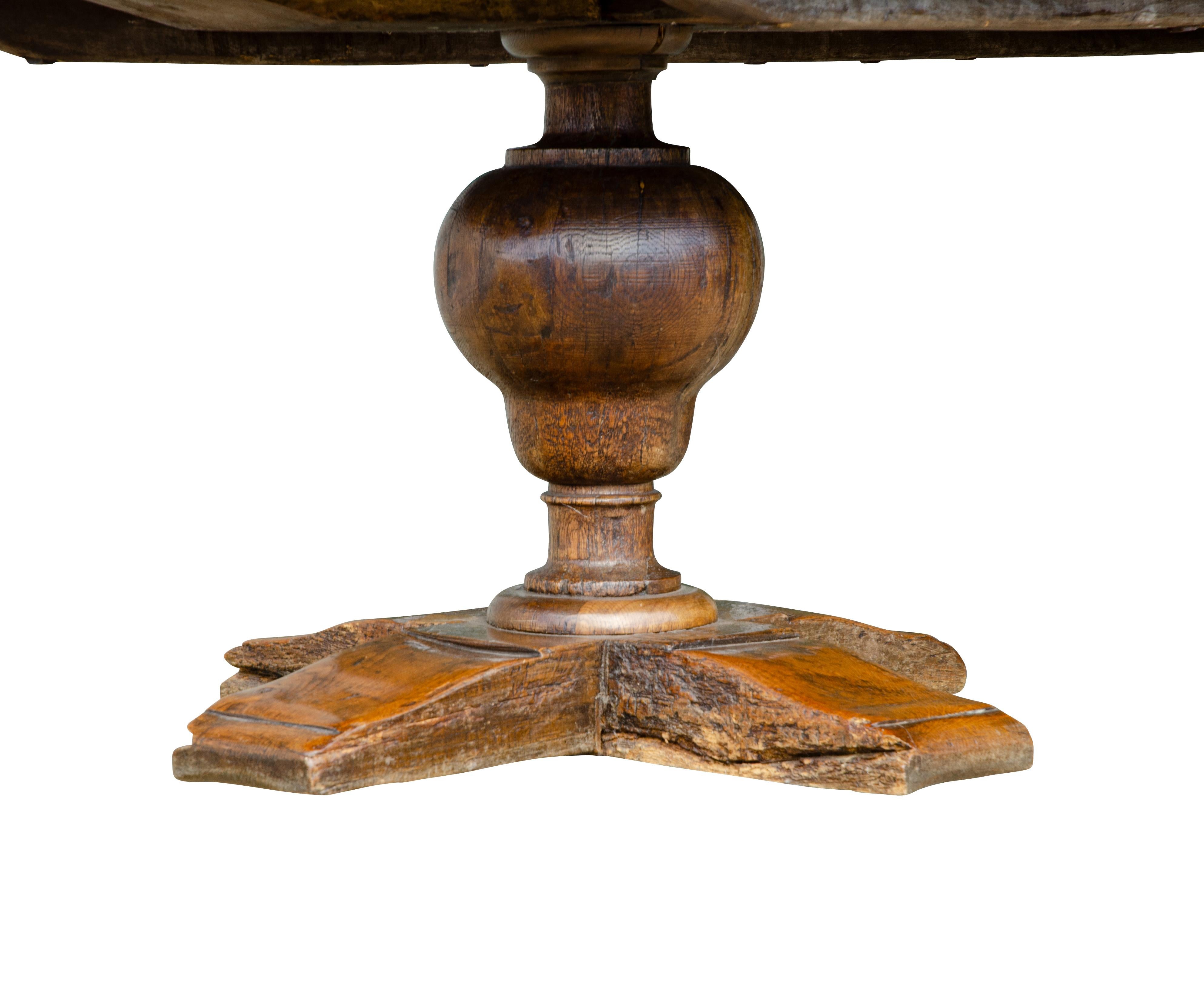 Flemish Baroque Style Oak Dining Table For Sale 9