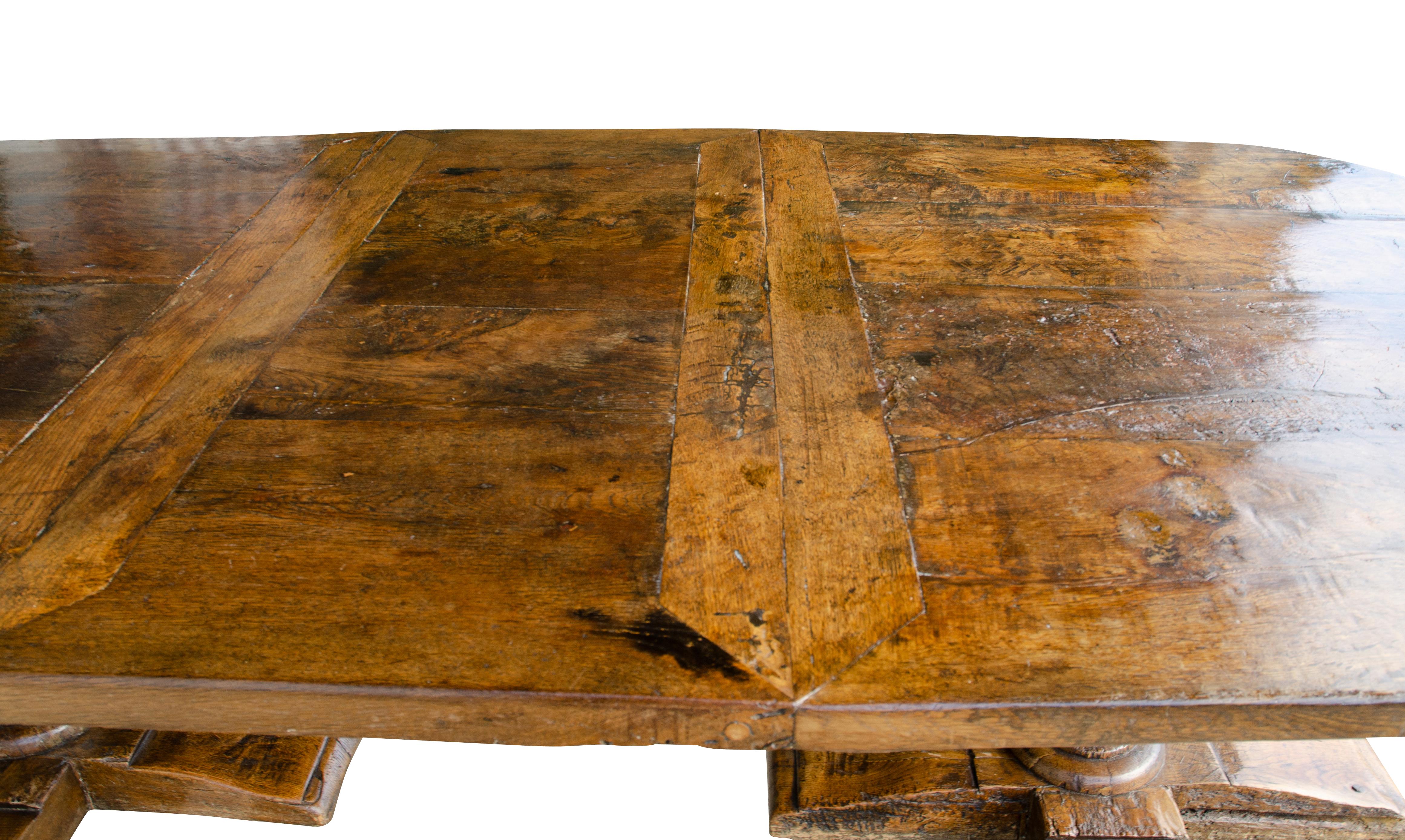 Flemish Baroque Style Oak Dining Table For Sale 13