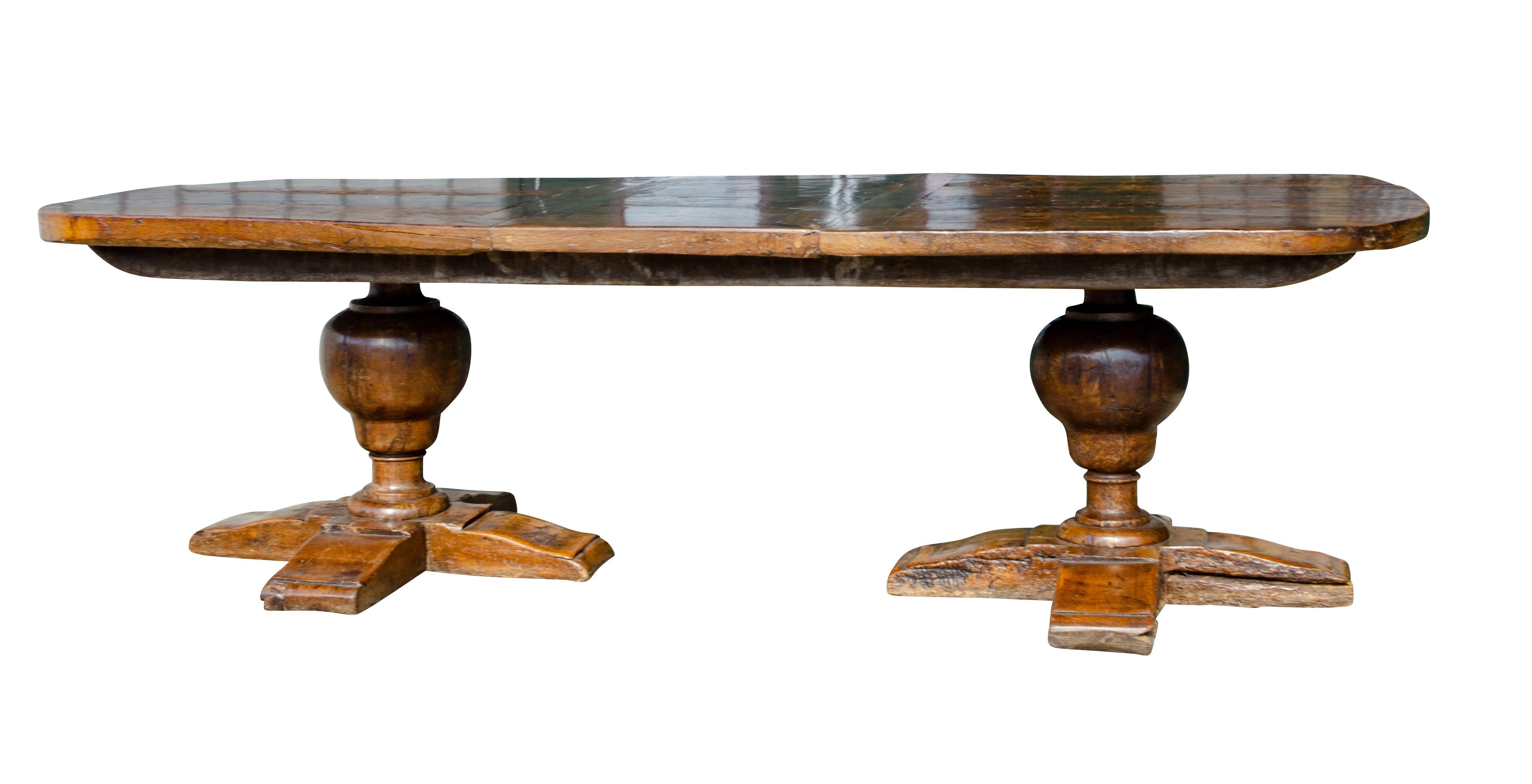European Flemish Baroque Style Oak Dining Table For Sale