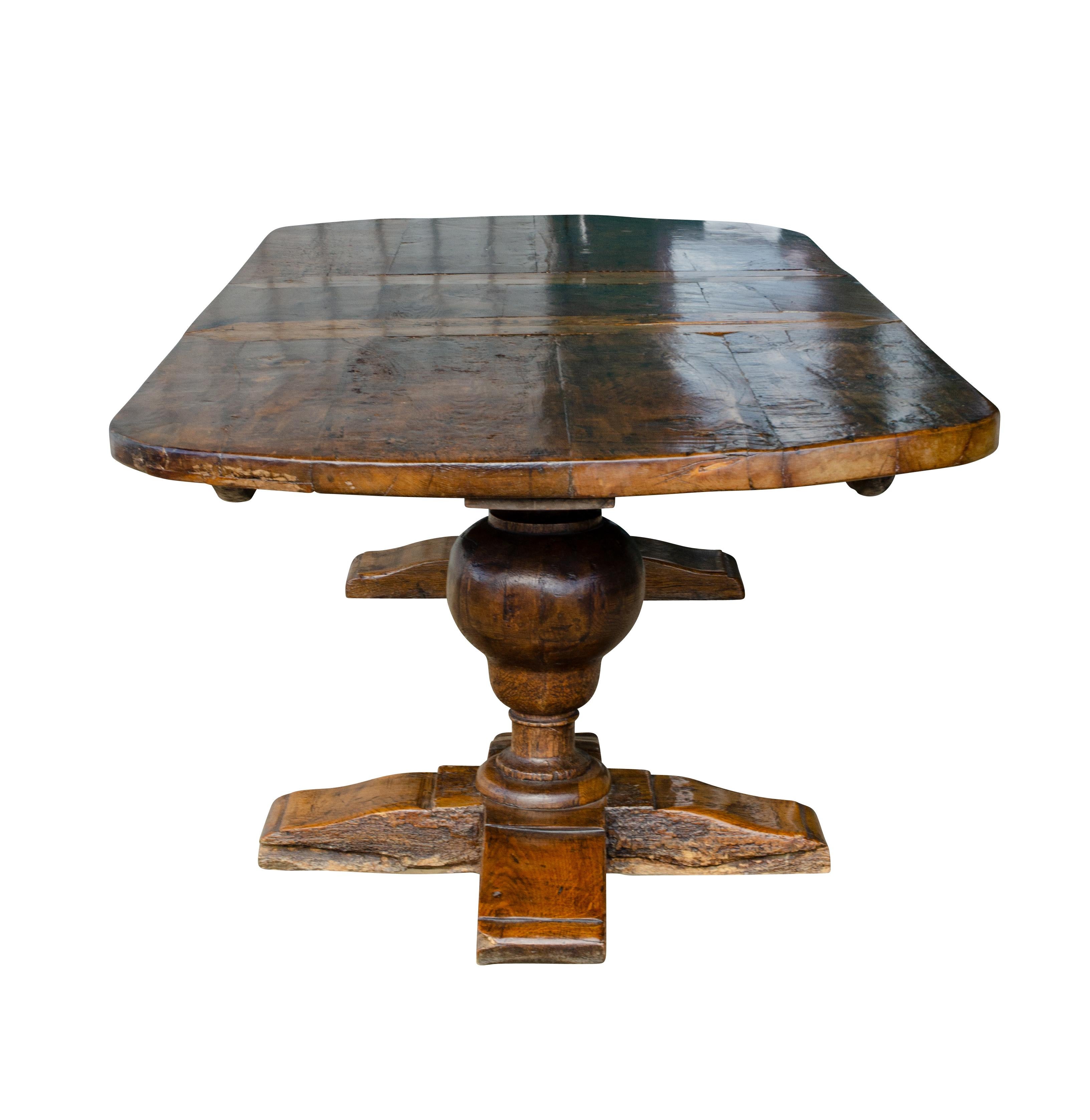 Flemish Baroque Style Oak Dining Table For Sale 1