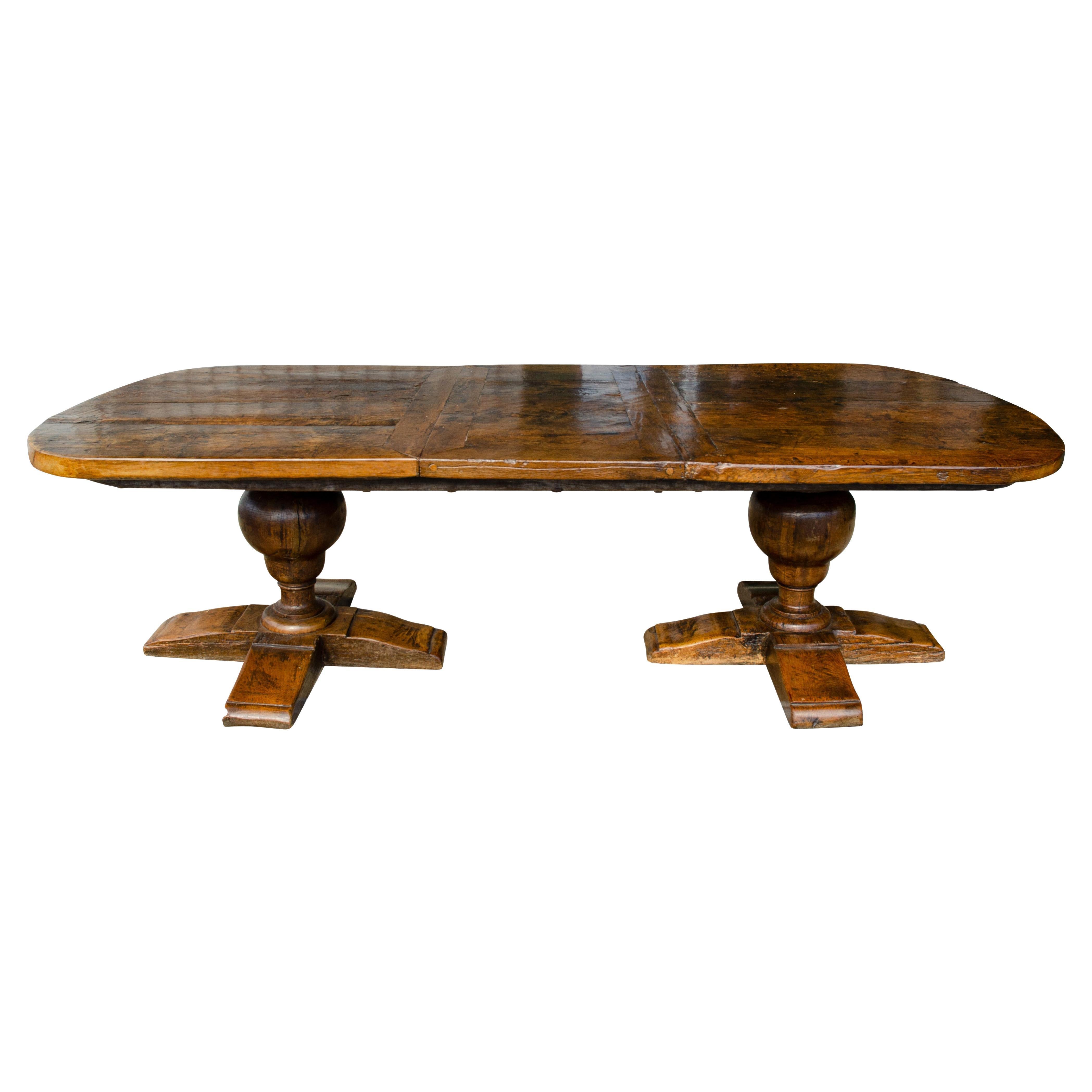 Flemish Baroque Style Oak Dining Table For Sale