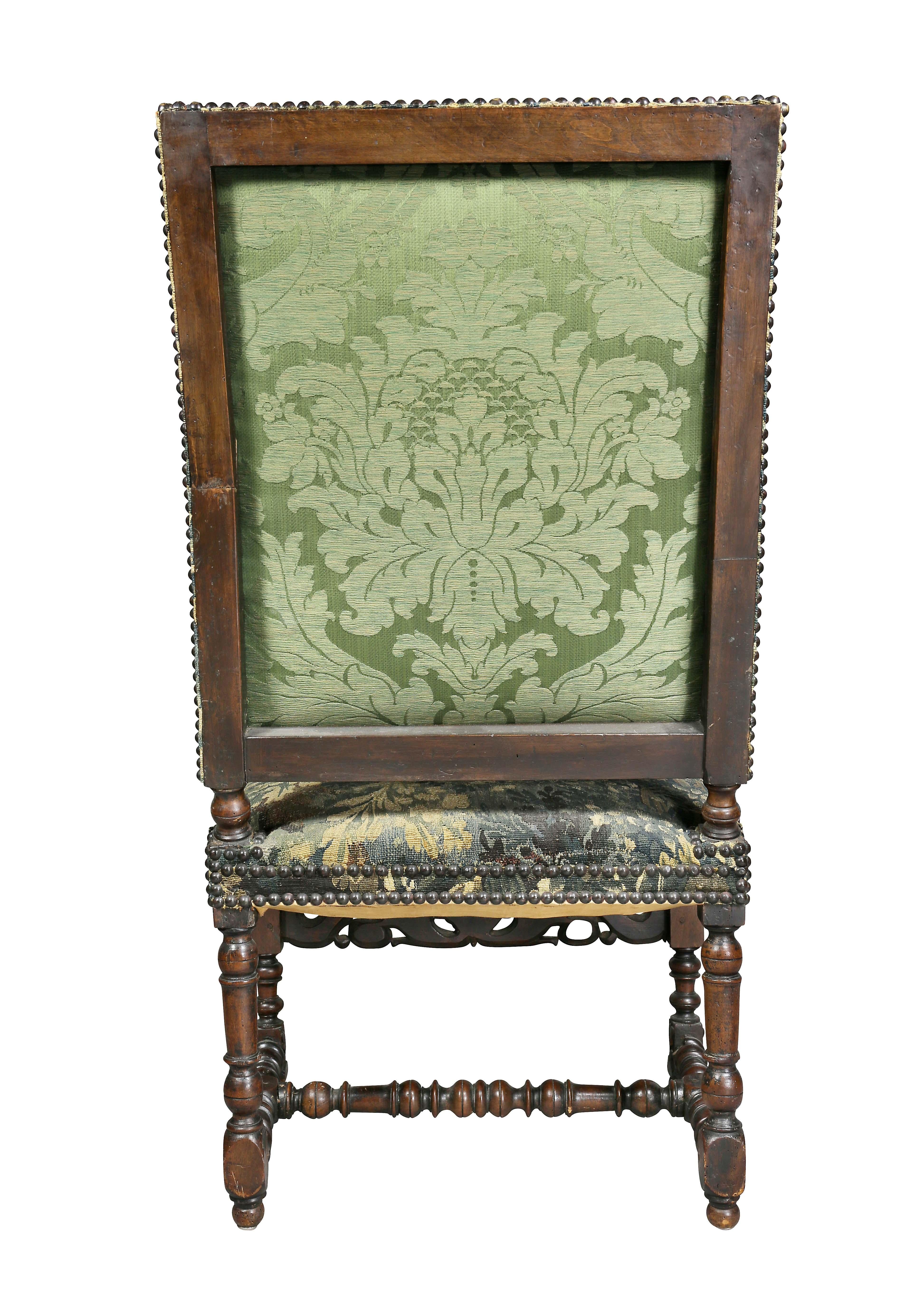 Flemish Baroque Walnut And Tapestry Upholstered Armchair 7