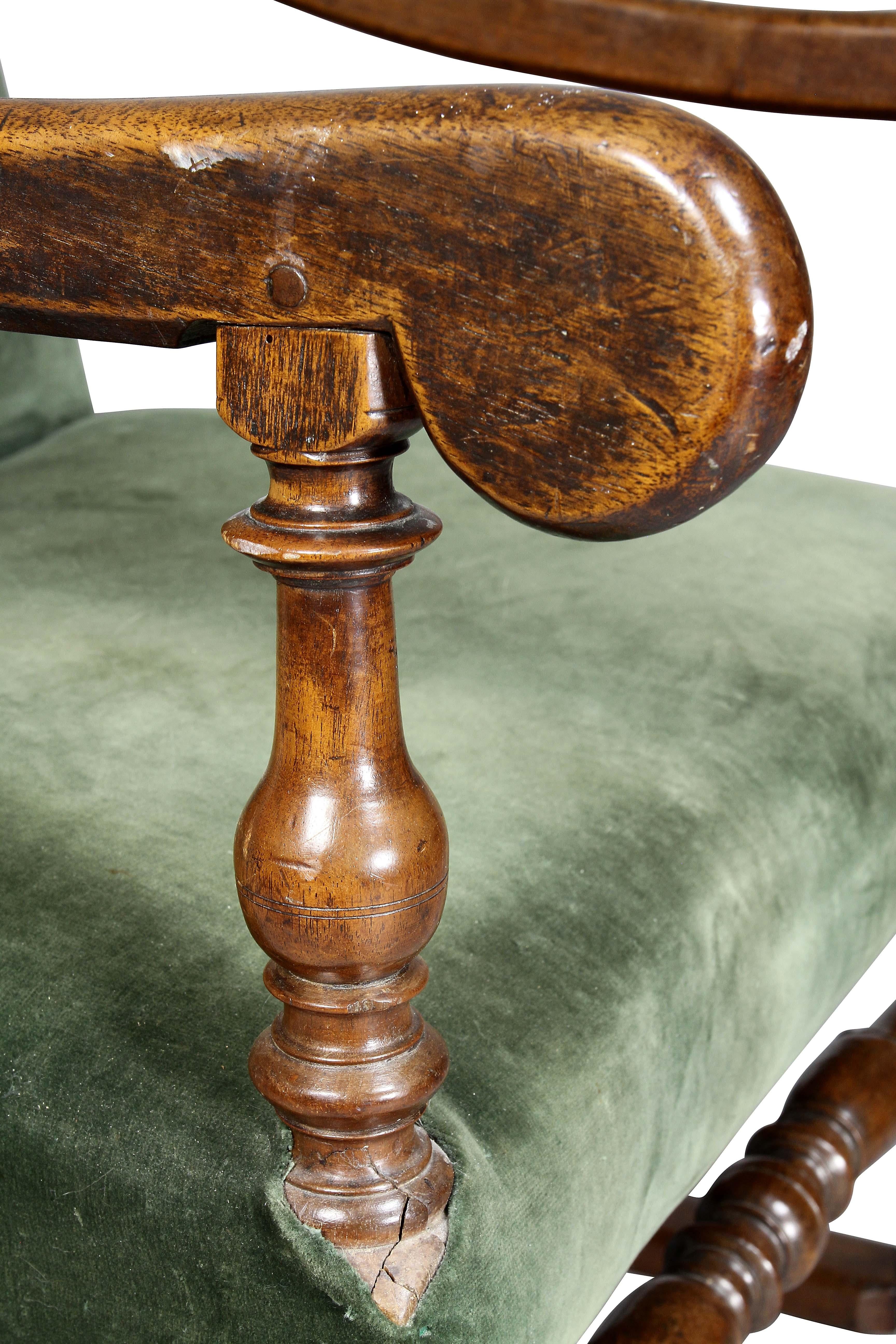 European Flemish Baroque Walnut Armchair