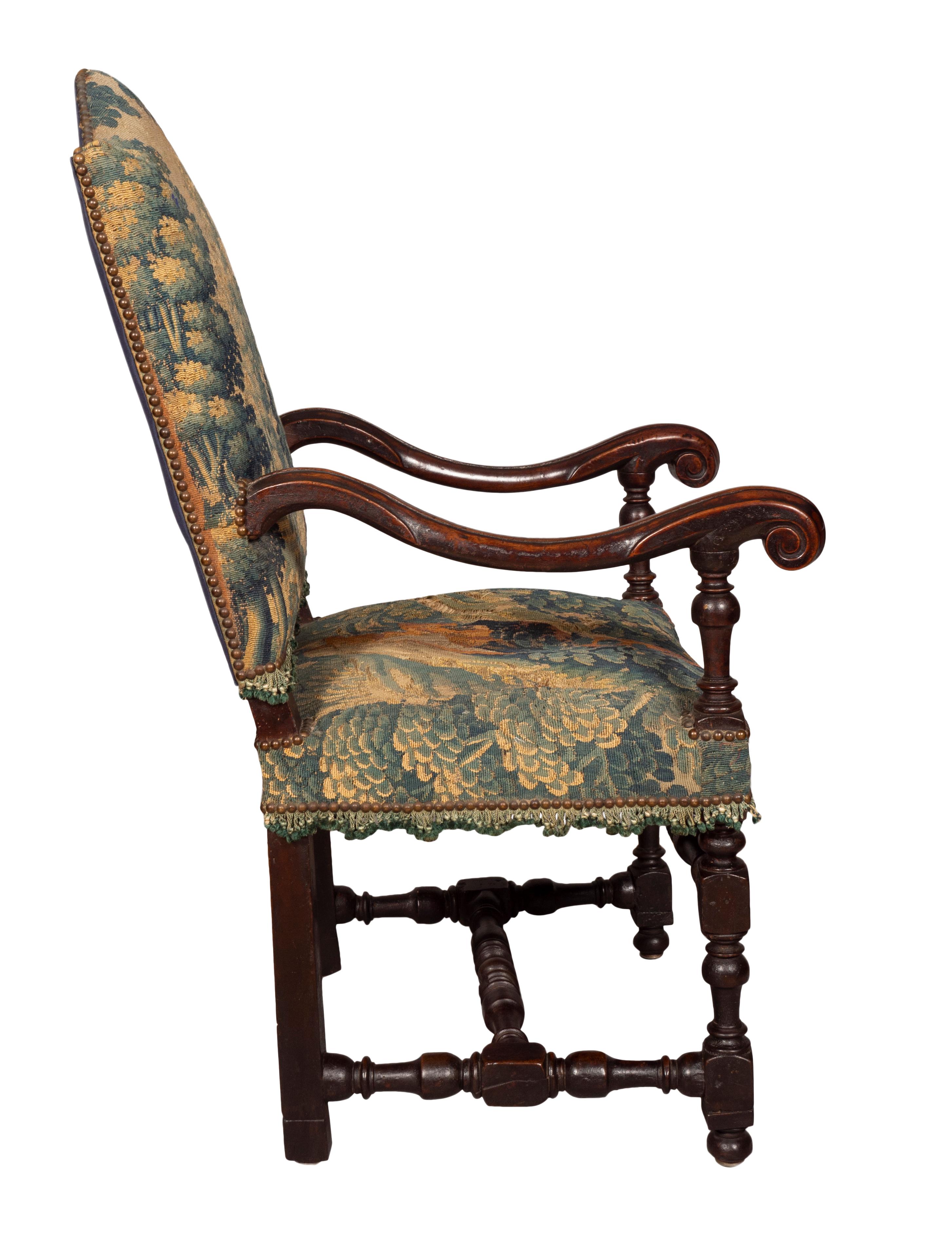 European Flemish Baroque Walnut Armchair