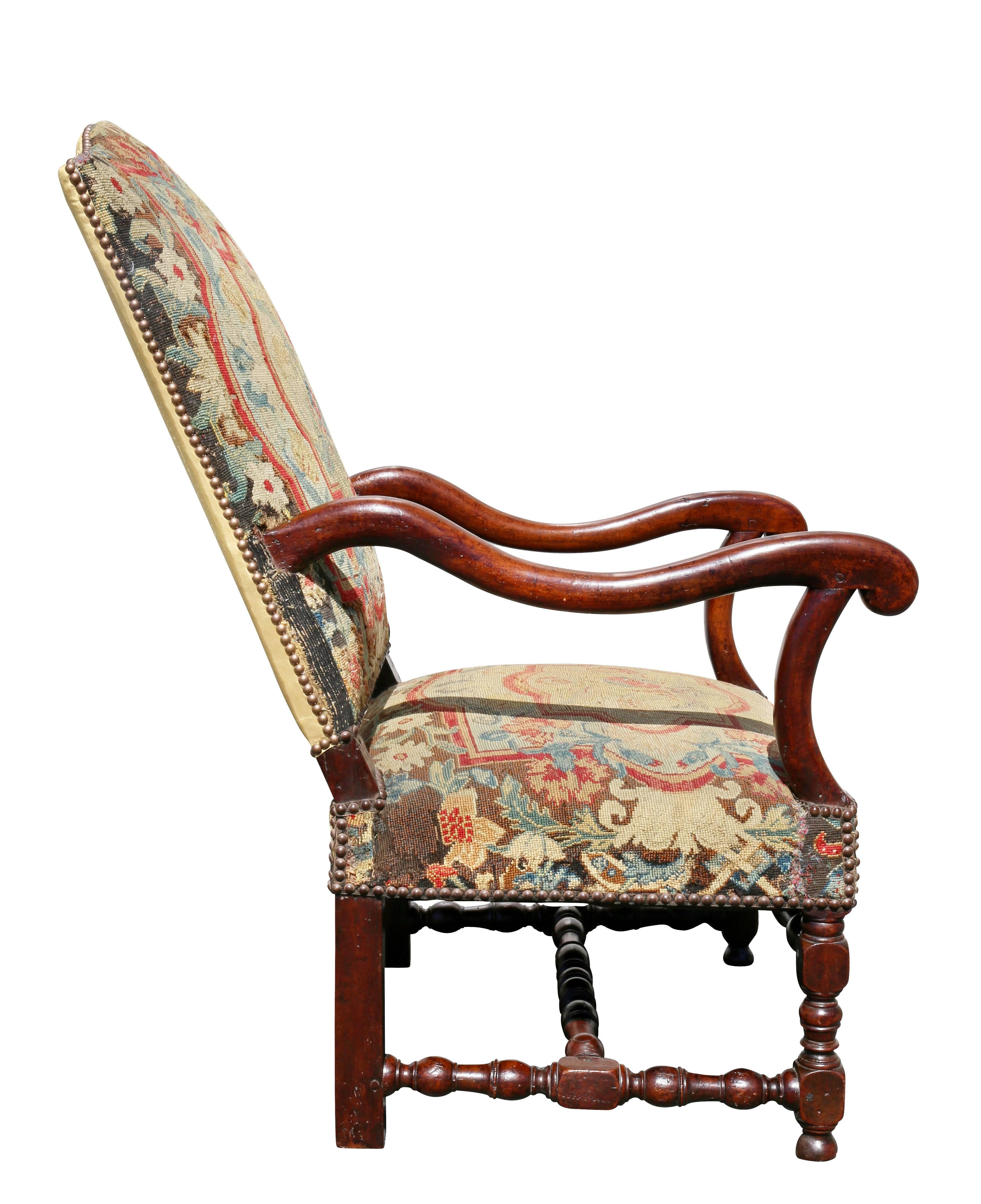 Flemish Baroque Walnut Armchair 3