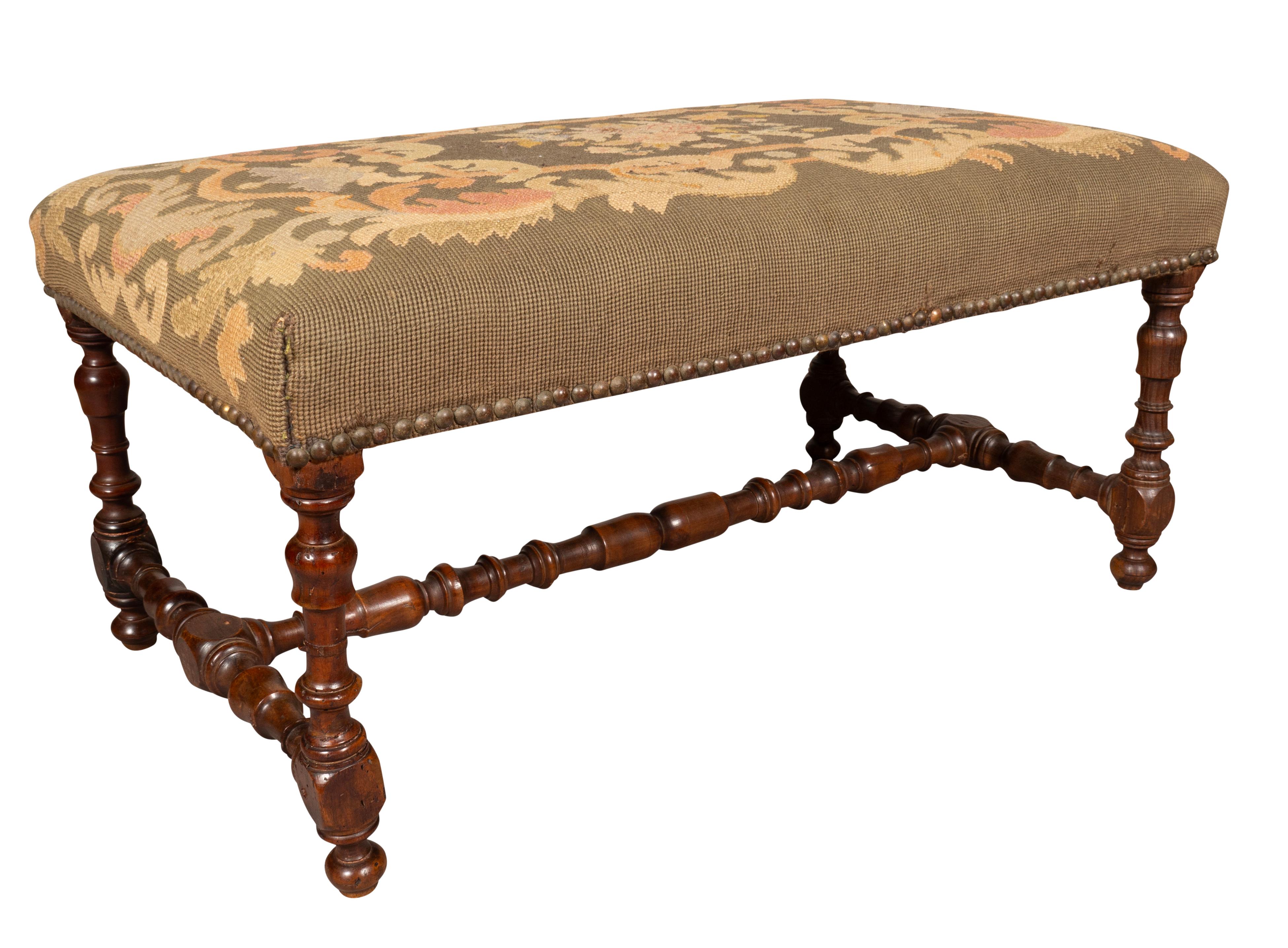French Flemish Baroque Walnut Bench For Sale