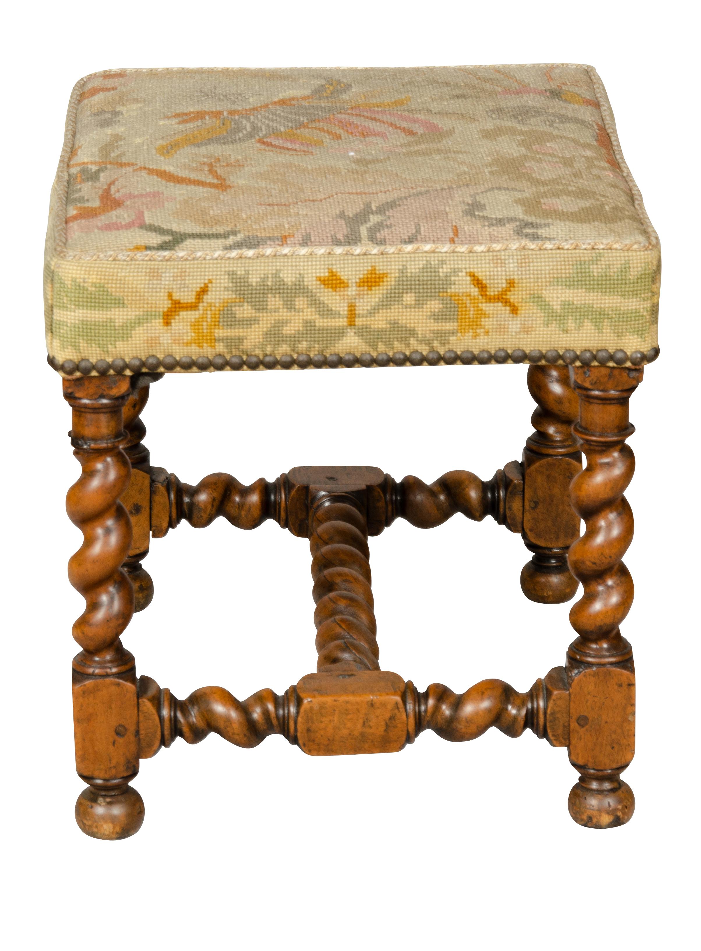 European Flemish Baroque Walnut Footstool For Sale