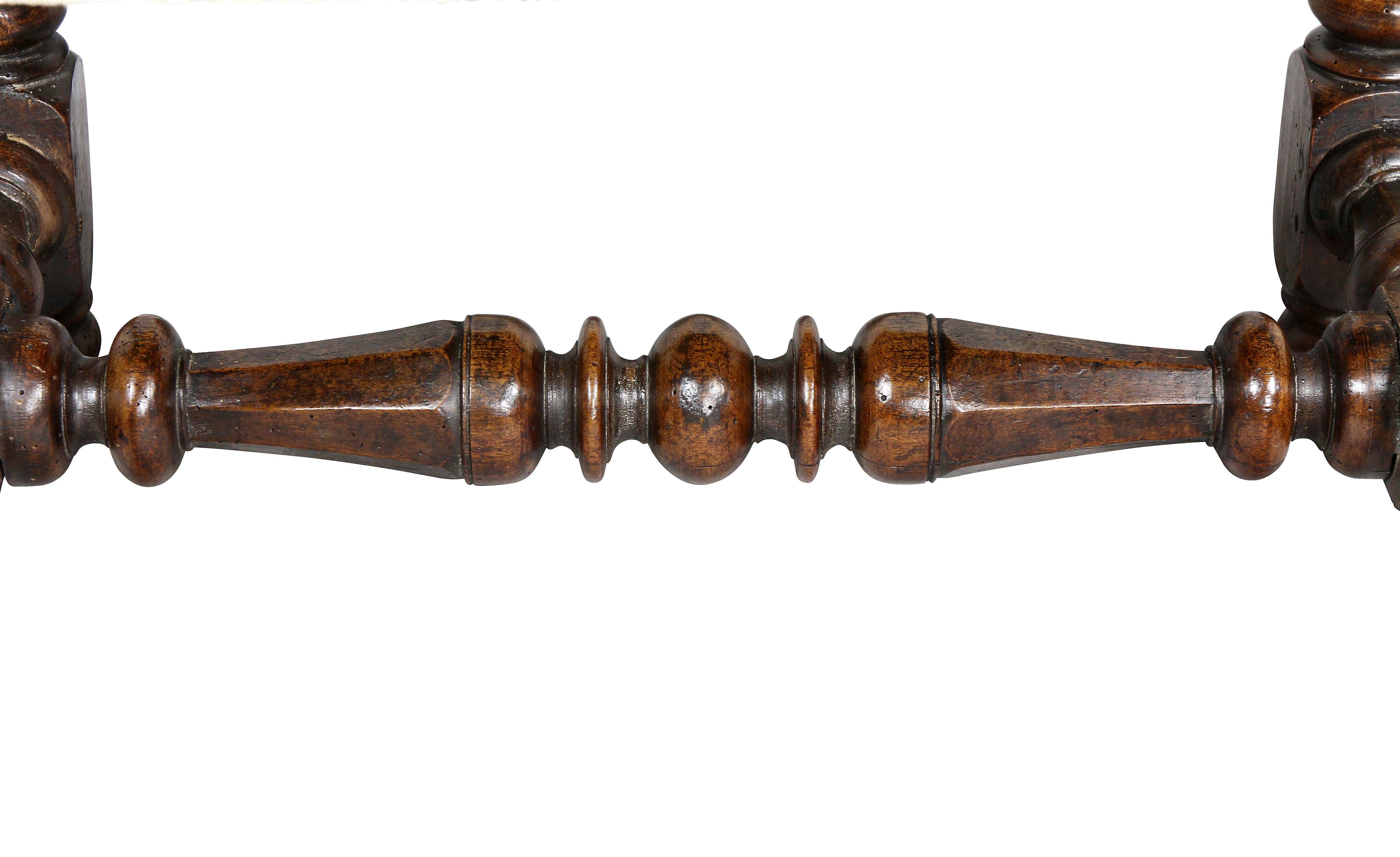 Flemish Baroque Walnut Footstool In Good Condition In Essex, MA