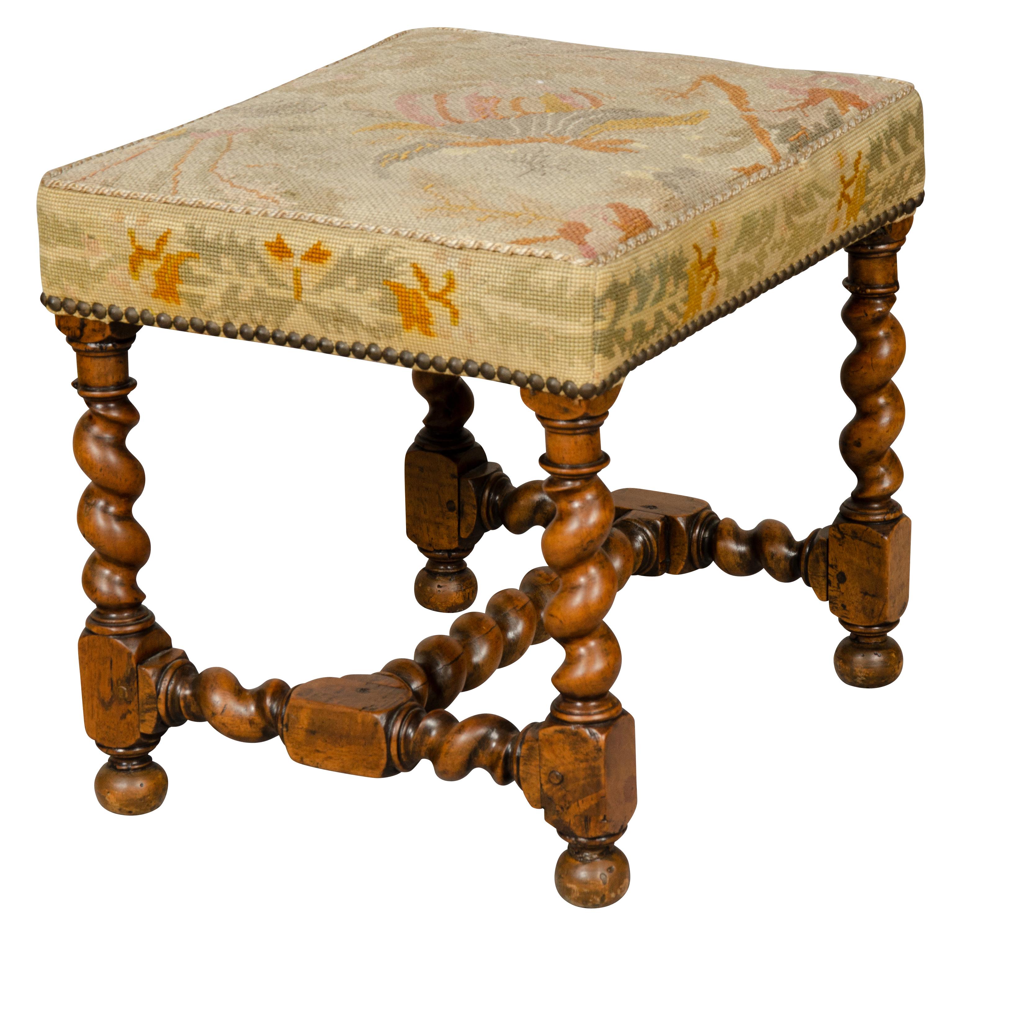 Flemish Baroque Walnut Footstool For Sale 1