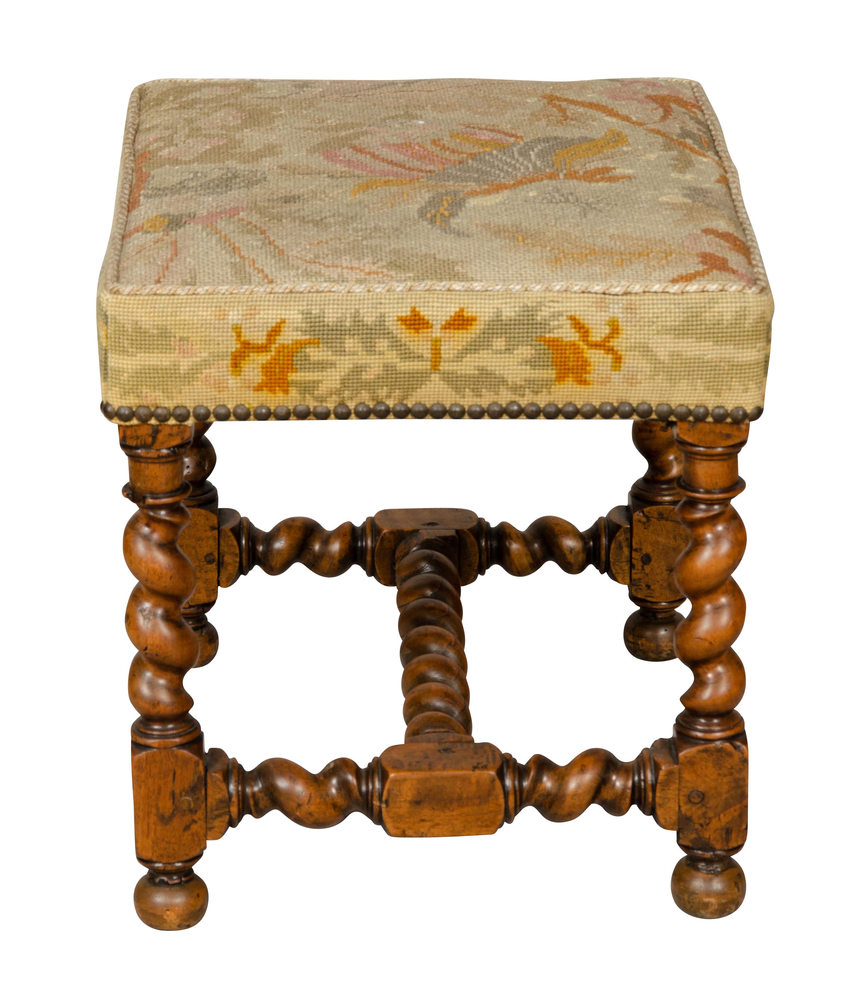 Flemish Baroque Walnut Footstool For Sale 2
