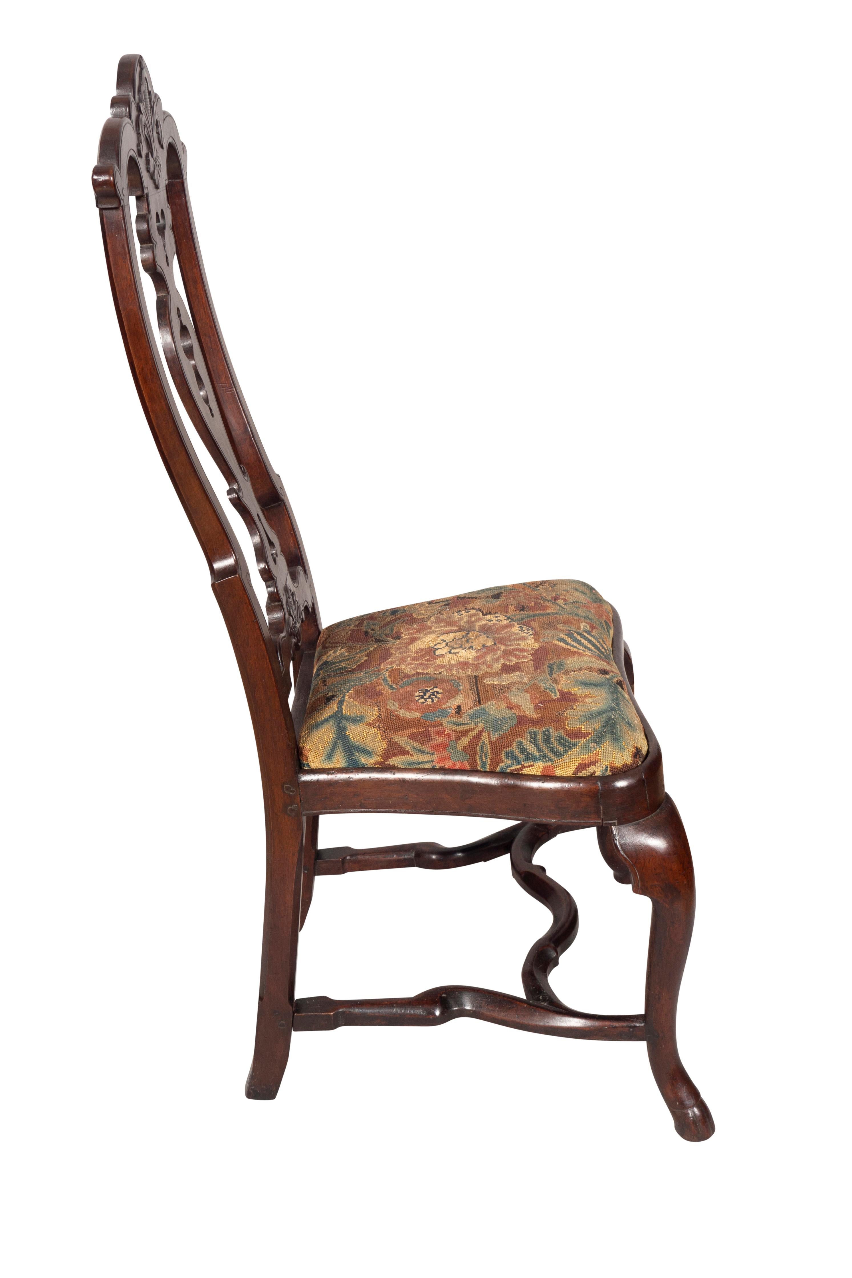 Dutch Flemish Baroque Walnut Side Chair For Sale