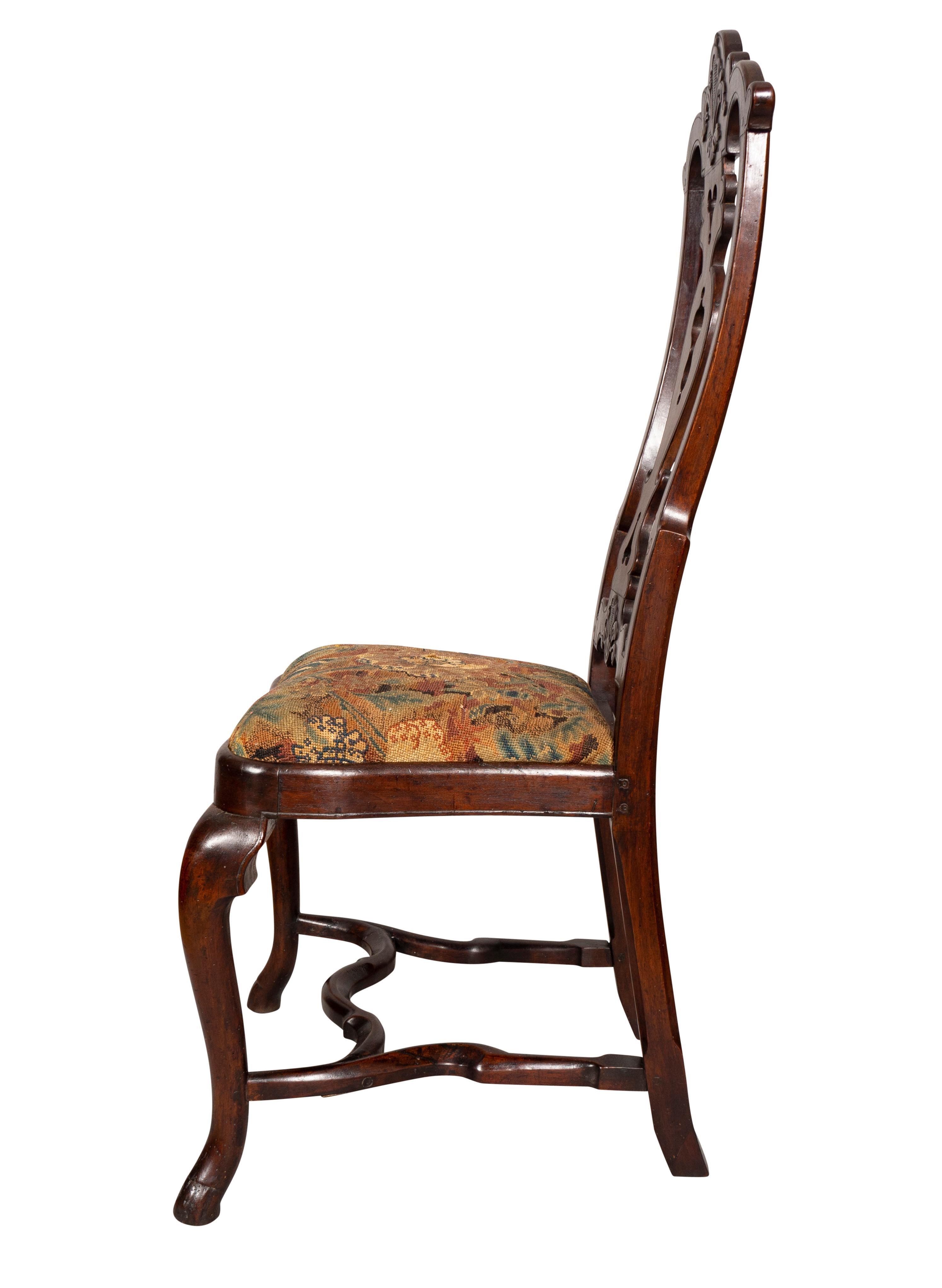 Early 18th Century Flemish Baroque Walnut Side Chair For Sale