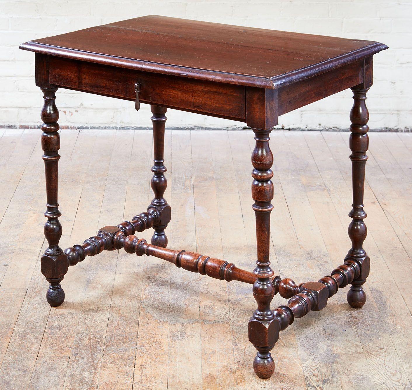Turned Flemish Baroque Walnut Side Table For Sale