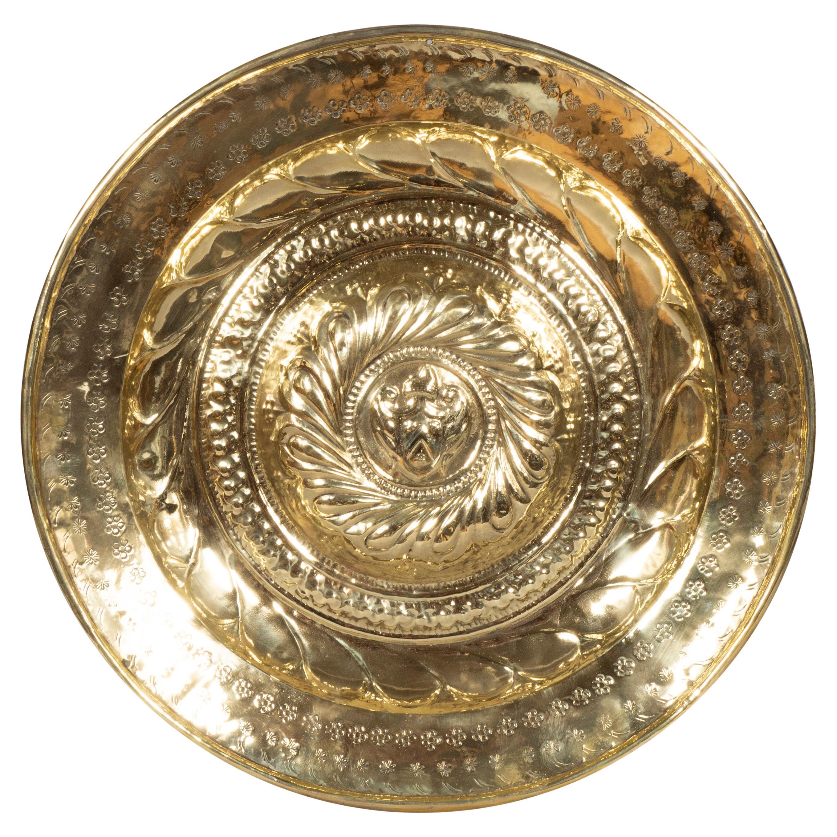 Flemish Brass Alms Plate For Sale