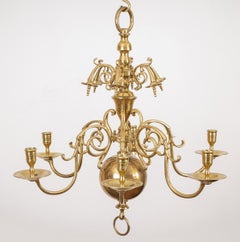 Flemish Brass Six-Arm Chandelier