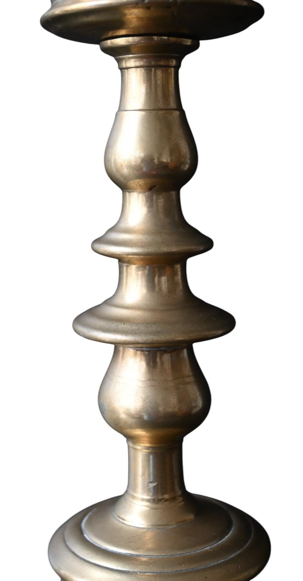 Belgian Flemish Bronze Candlestick From The End Of The 16th Century For Sale